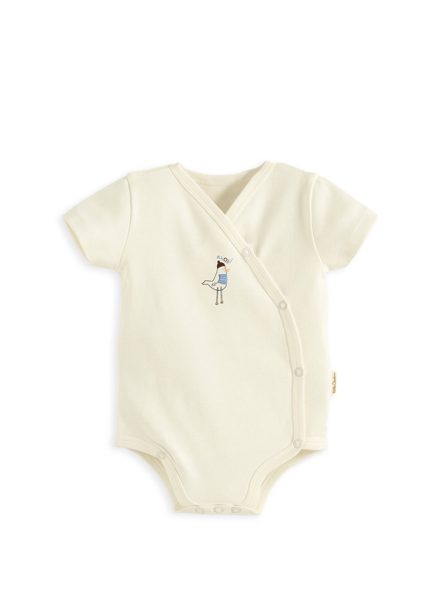 Sea Side Ekru Kısa Kollu Unisex Bebek Çıtçıtlı Body