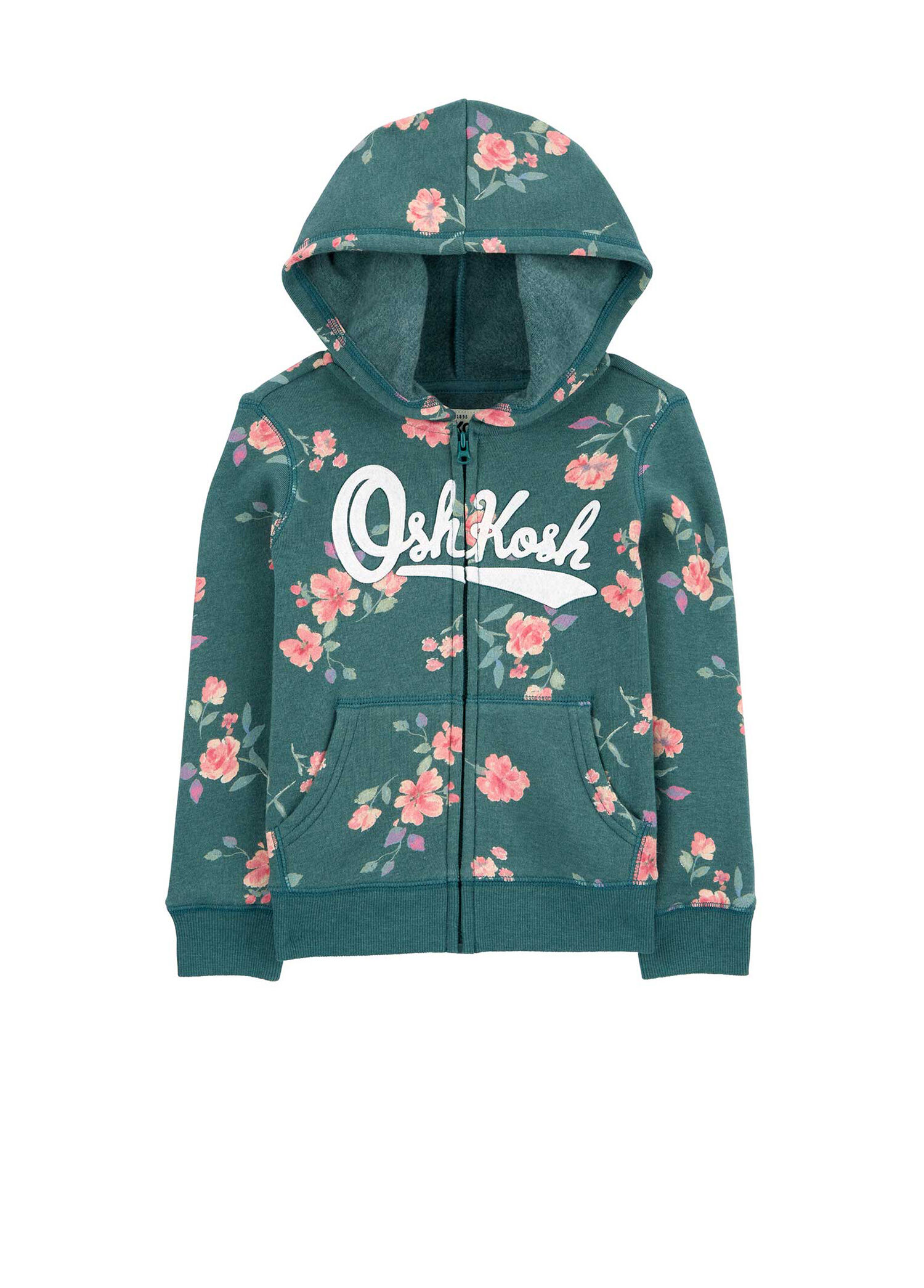 Çiçek Desenli Fermuarlı Kız Çocuk Sweatshirt