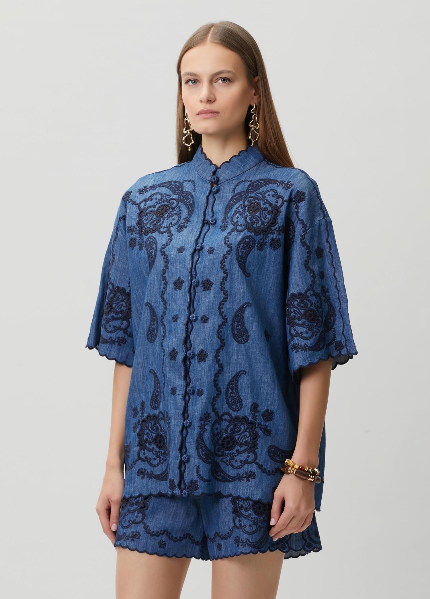 Zimmermann Mavi Kadın Aster Mavi Nakışlı Denim Gömlek 1996628 | Beymen