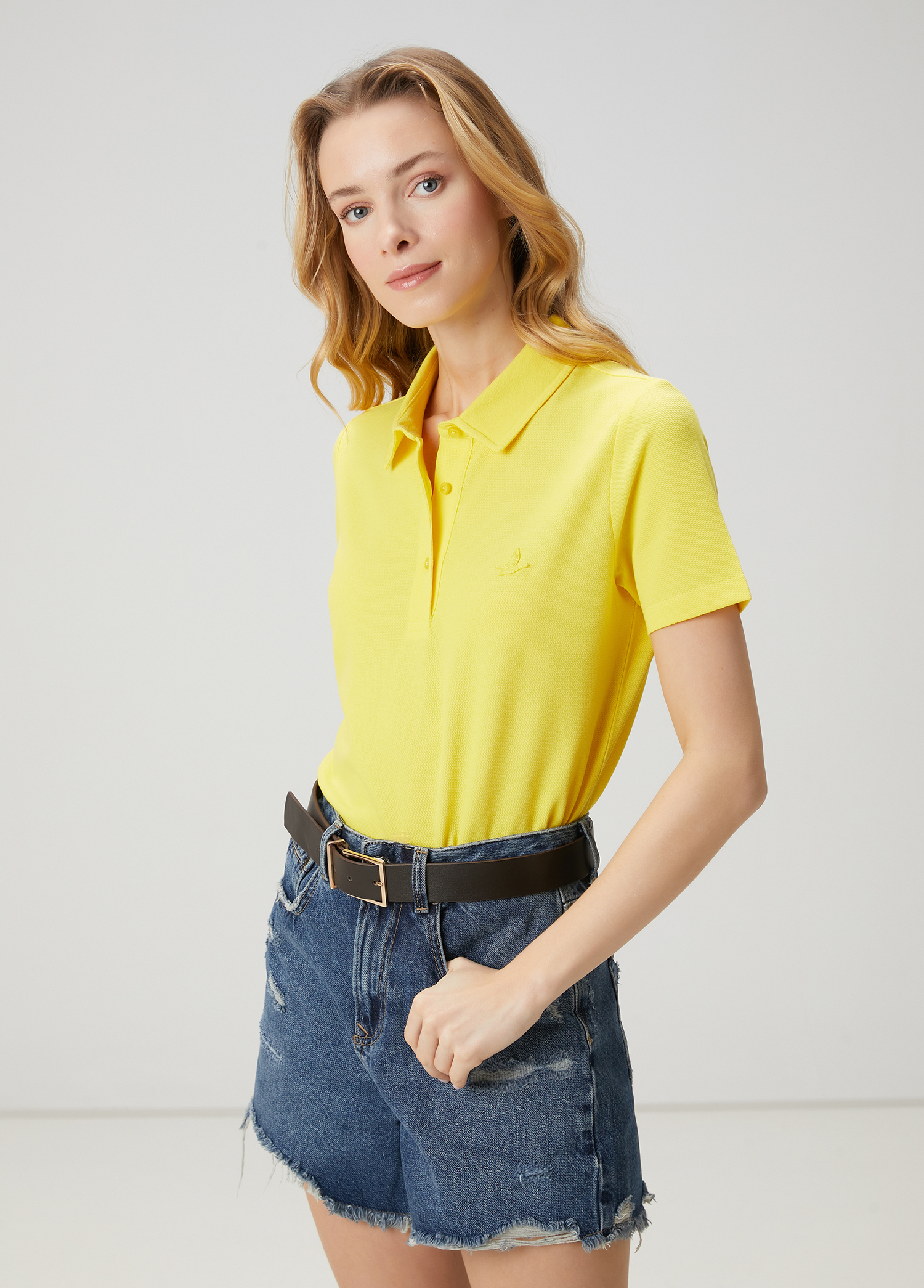 Sarı Pike Polo T-shirt_3