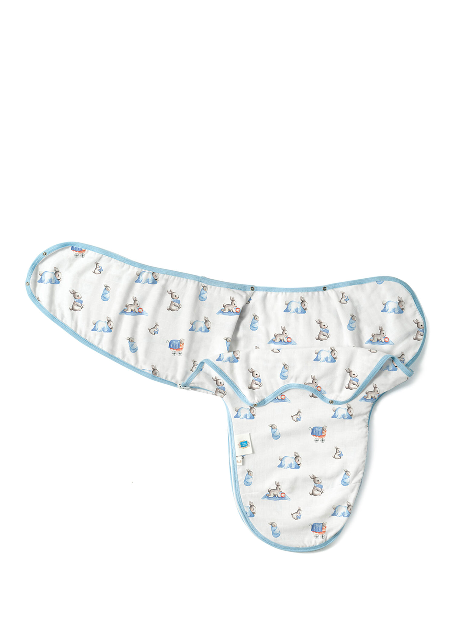 %100 Pamuk Bebe Lapin Mavi Müslin Bebek Hazır Kundak