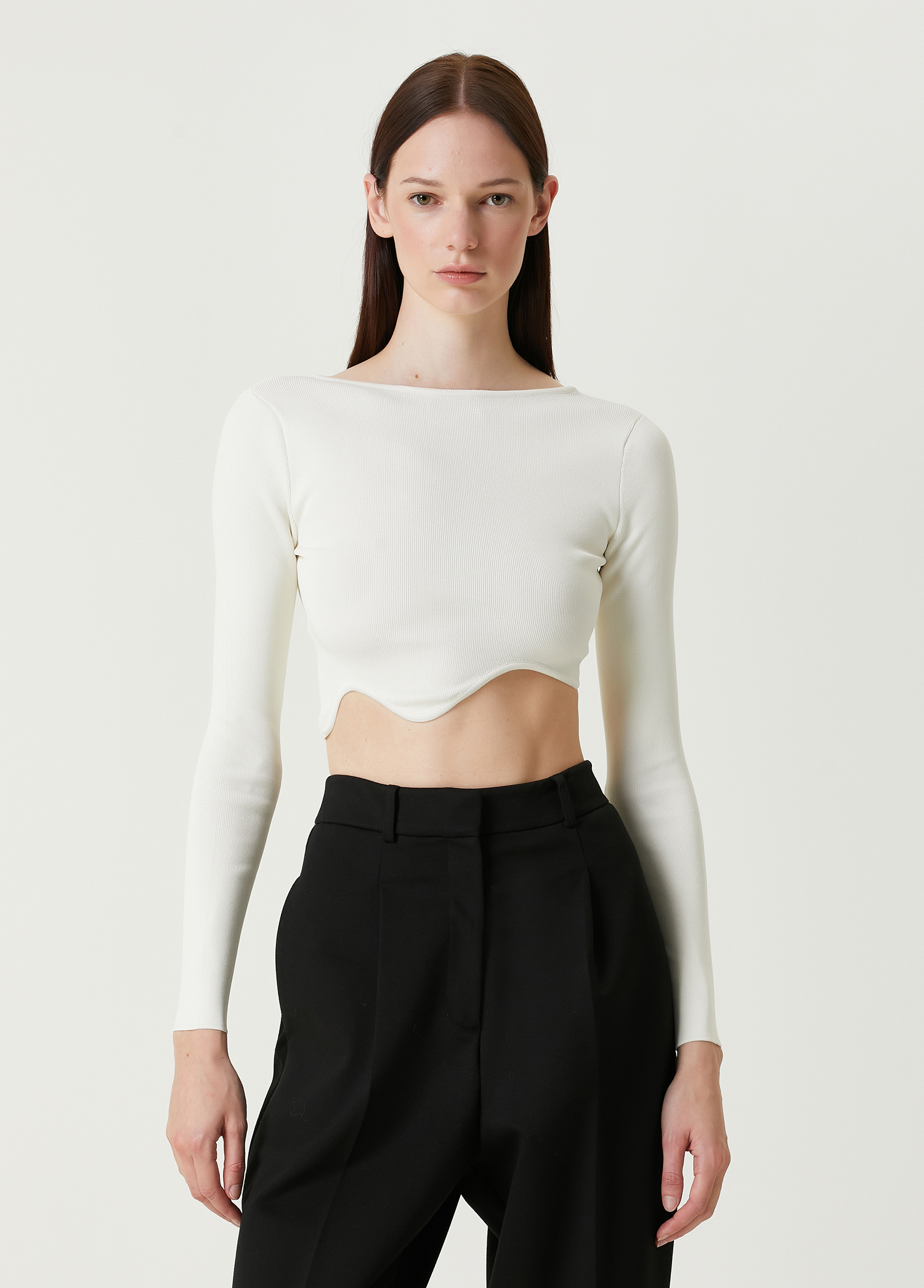 Amber Krem Crop Bluz