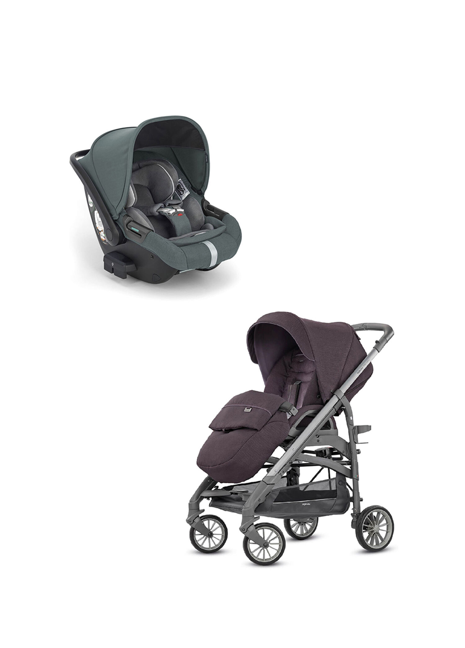 Trilogy Emerald Green Tek Elle Katlanabilen Bebek Arabası + Darwin Recline Yatabilen Ana Kucağı Set