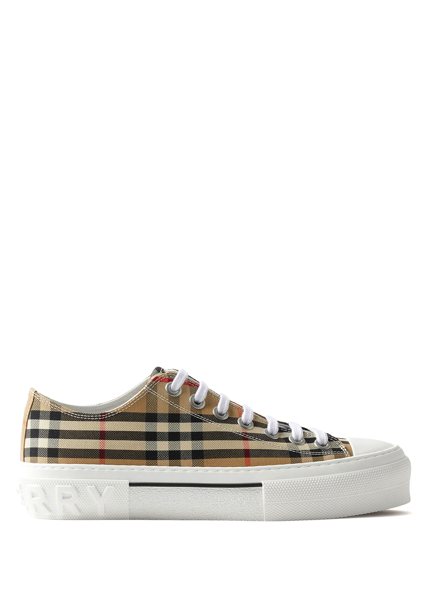 Check Bej Kalın Tabanlı Kadın Sneaker