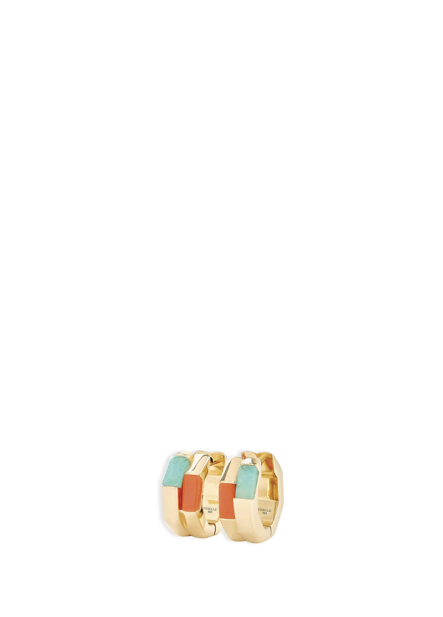 Rubik Was Here Amazonite ve Mercan Taşlı 14 Ayar Altın Kadın Küpe