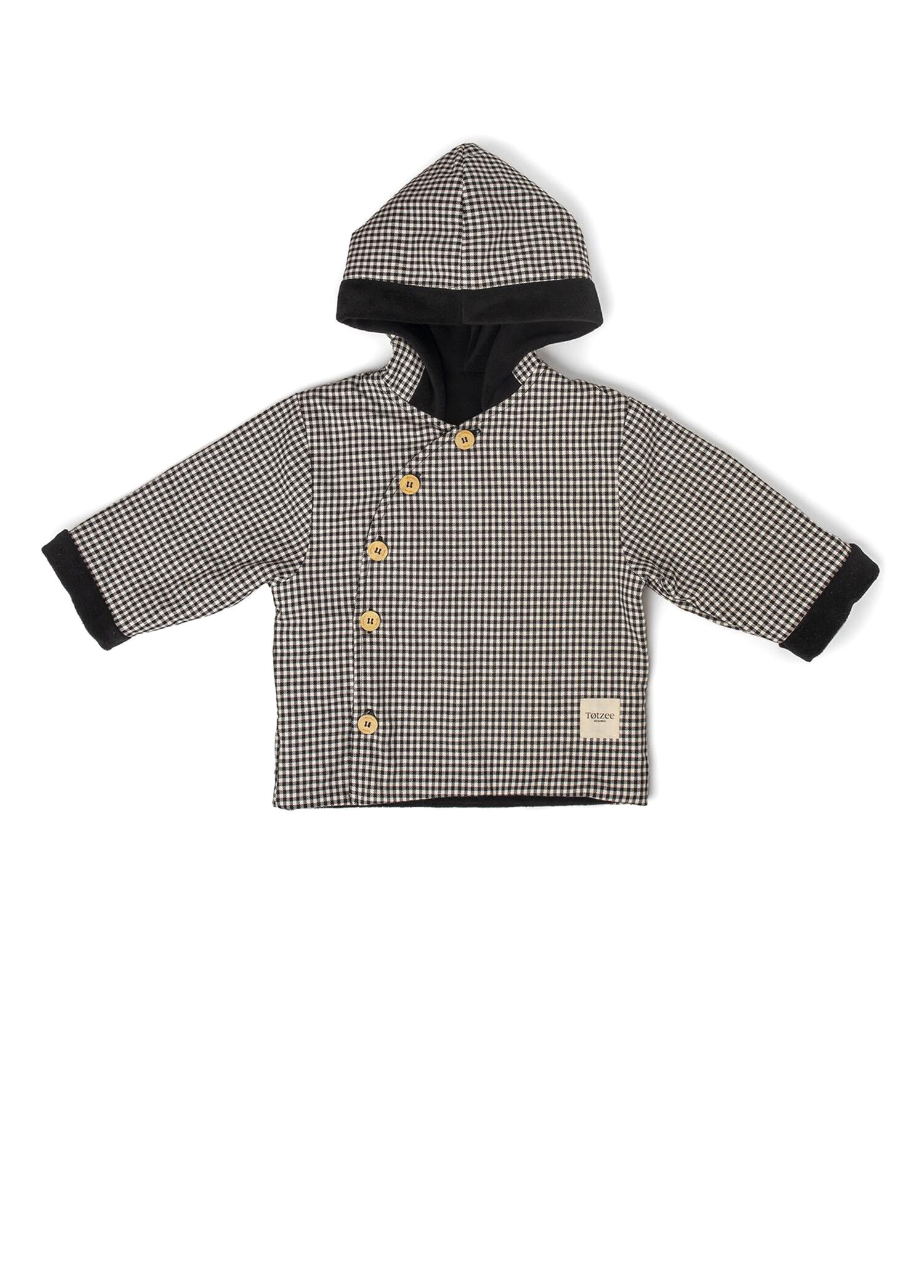 Diagonal Siyah & Beyaz Ekose Mini Unisex Bebek Mont