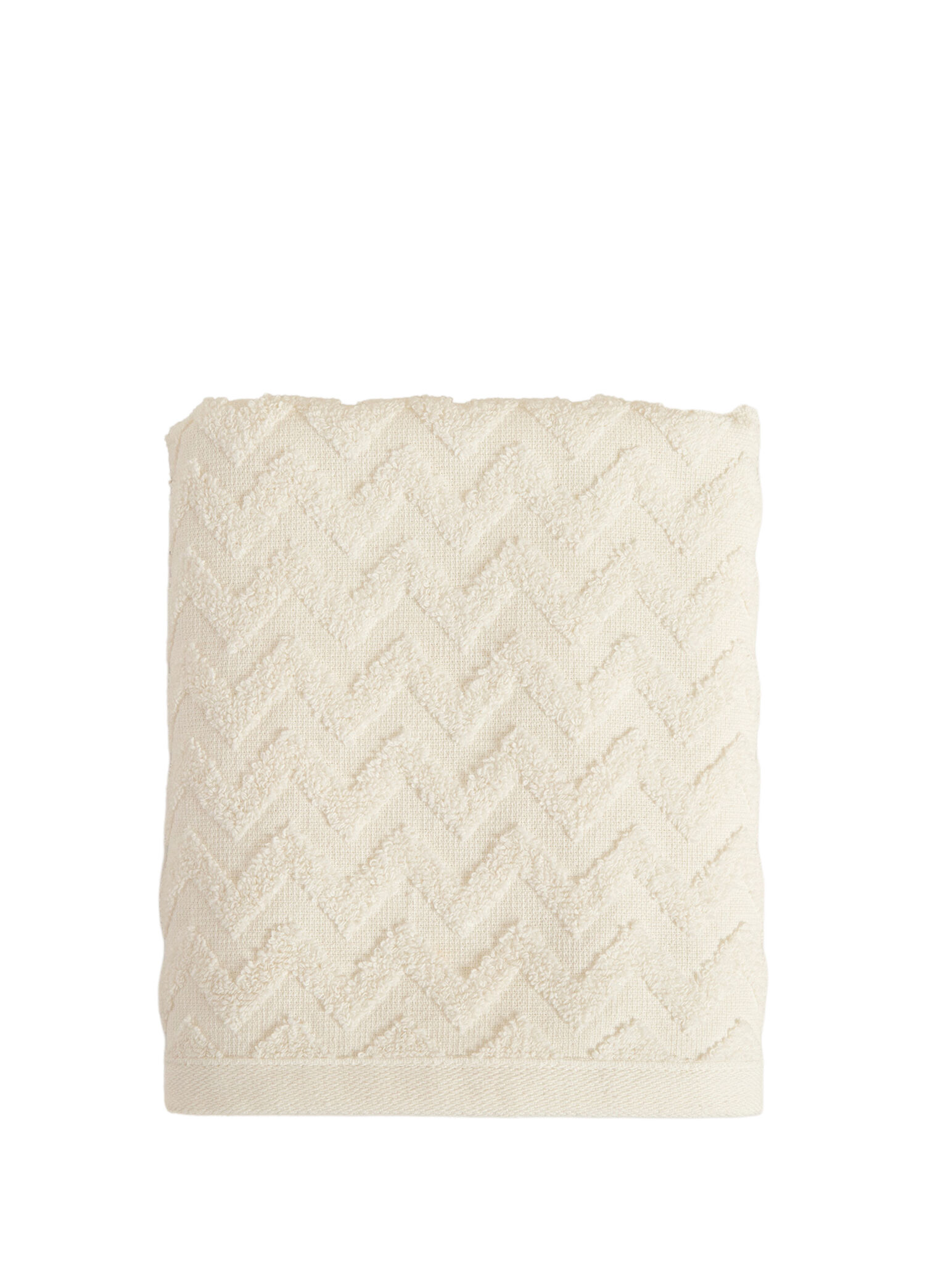 Zigzag Ekru Pamuklu Yüz Havlusu 50 x 80 cm