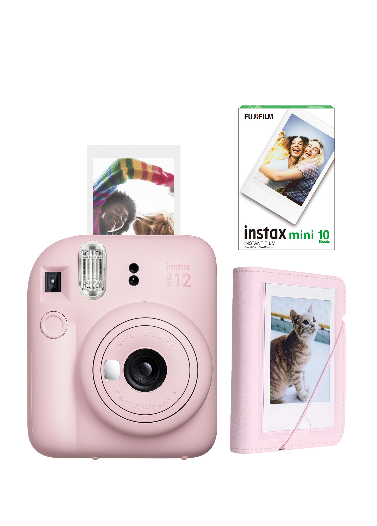 Instax Mini 12 Pembe Fotoğraf Makinesi + 10'lu Film ve Mini Albüm Seti