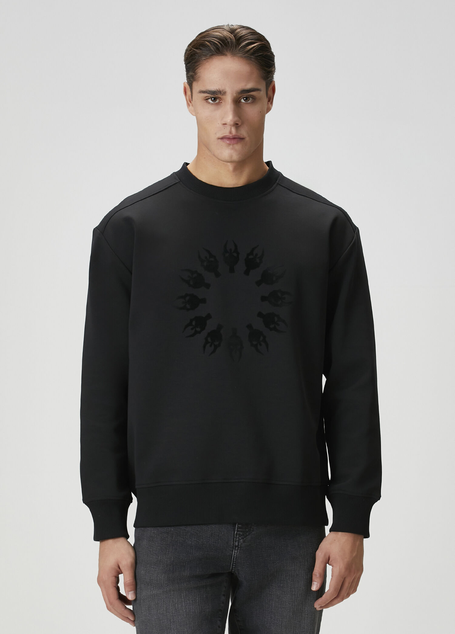 Siyah Logo Baskılı Sweatshirt