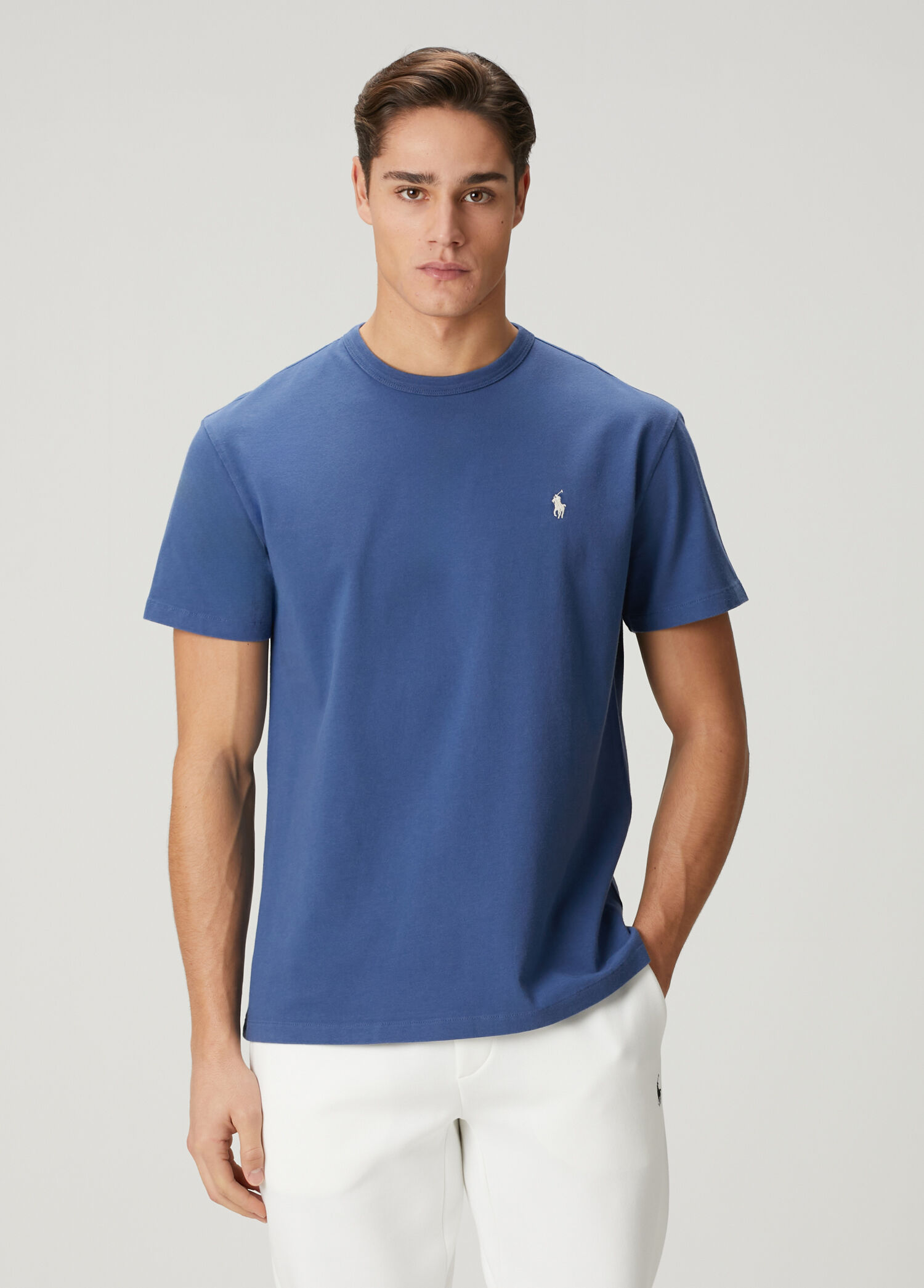 Regular Fit Mavi Logo Nakışlı Jersey T-shirt