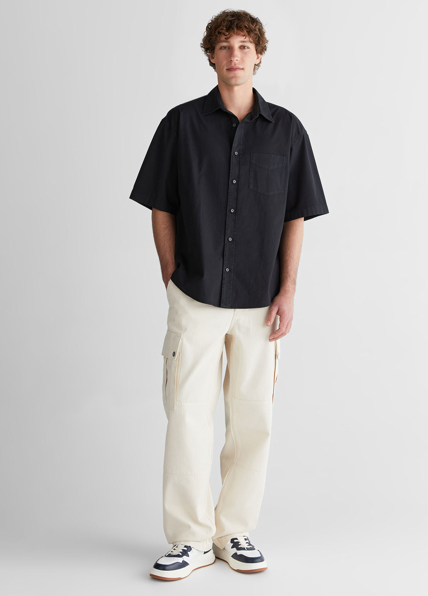 Krem Relaxed Fit Erkek Kargo Pantolon