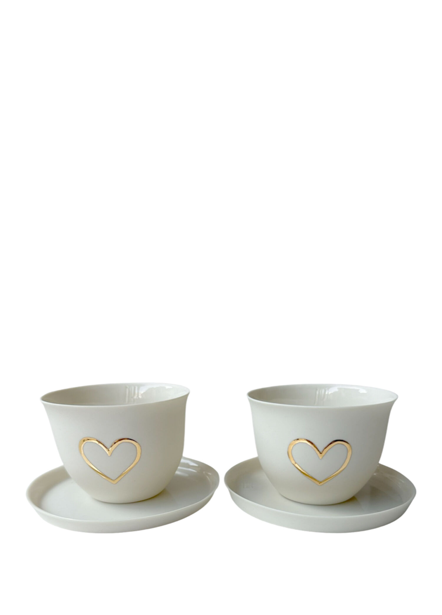 Gold Hearts El Yapımı Fransız Limoges Porselen Espresso ve Türk Kahvesi Fincanı