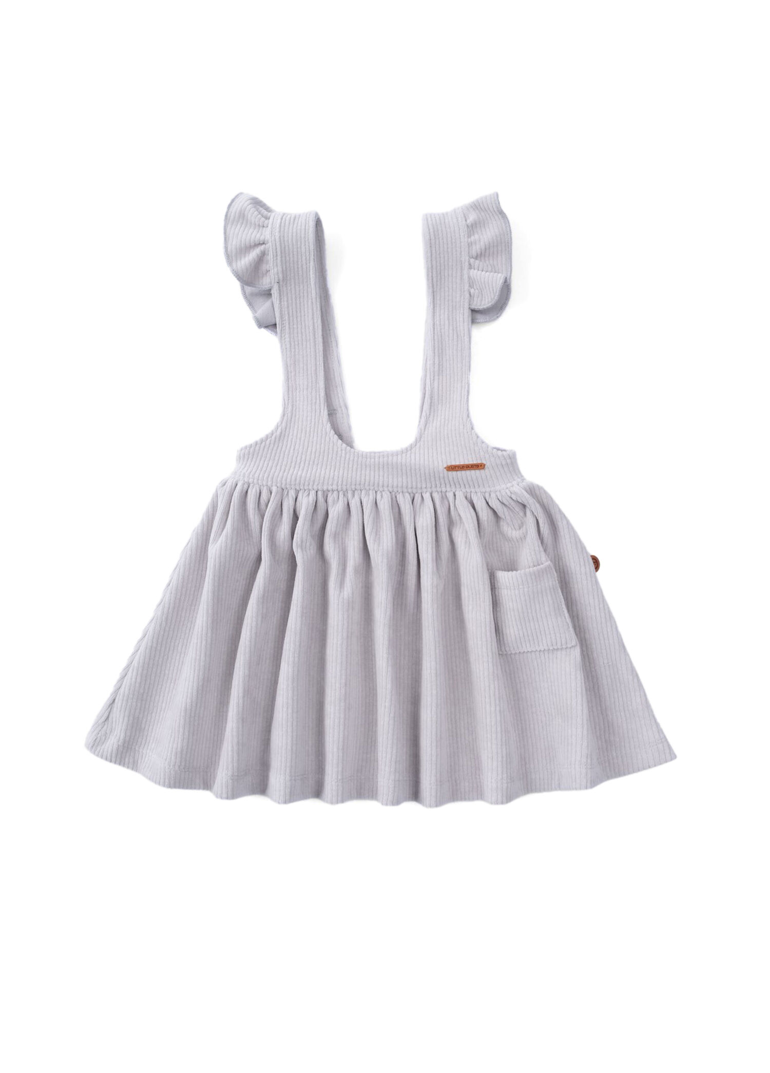 Gri Fitilli Kadife Kız Bebek Çocuk Jile Elbise