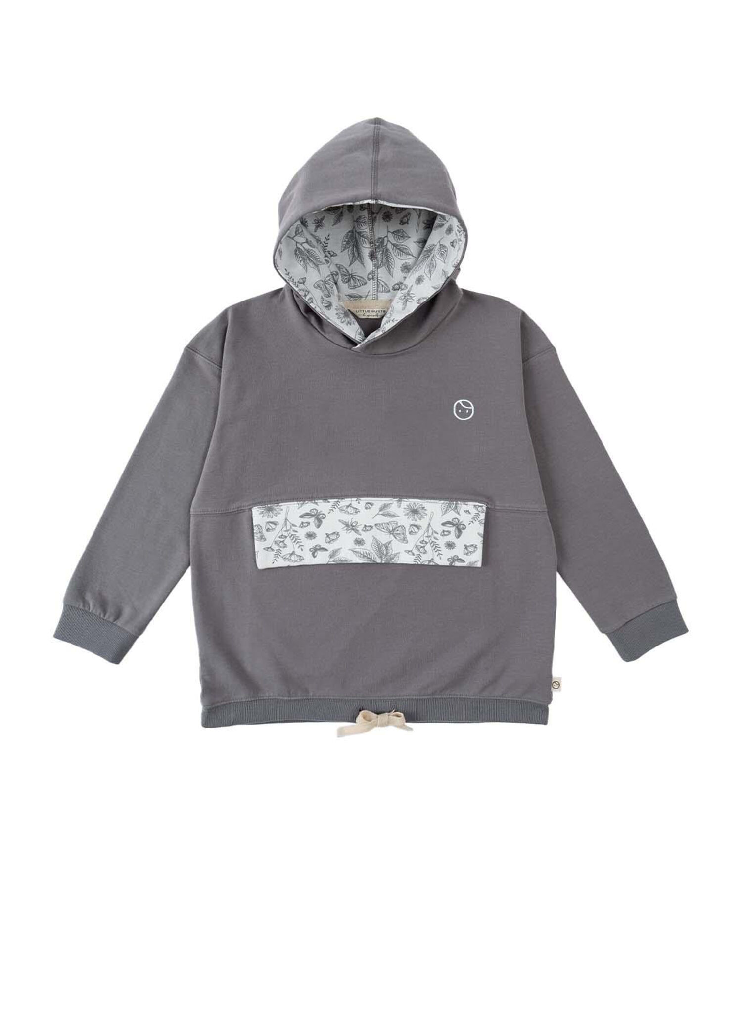 Gri Organik Pamuk Kapüşonlu Cepli Unisex Çocuk Sweatshirt