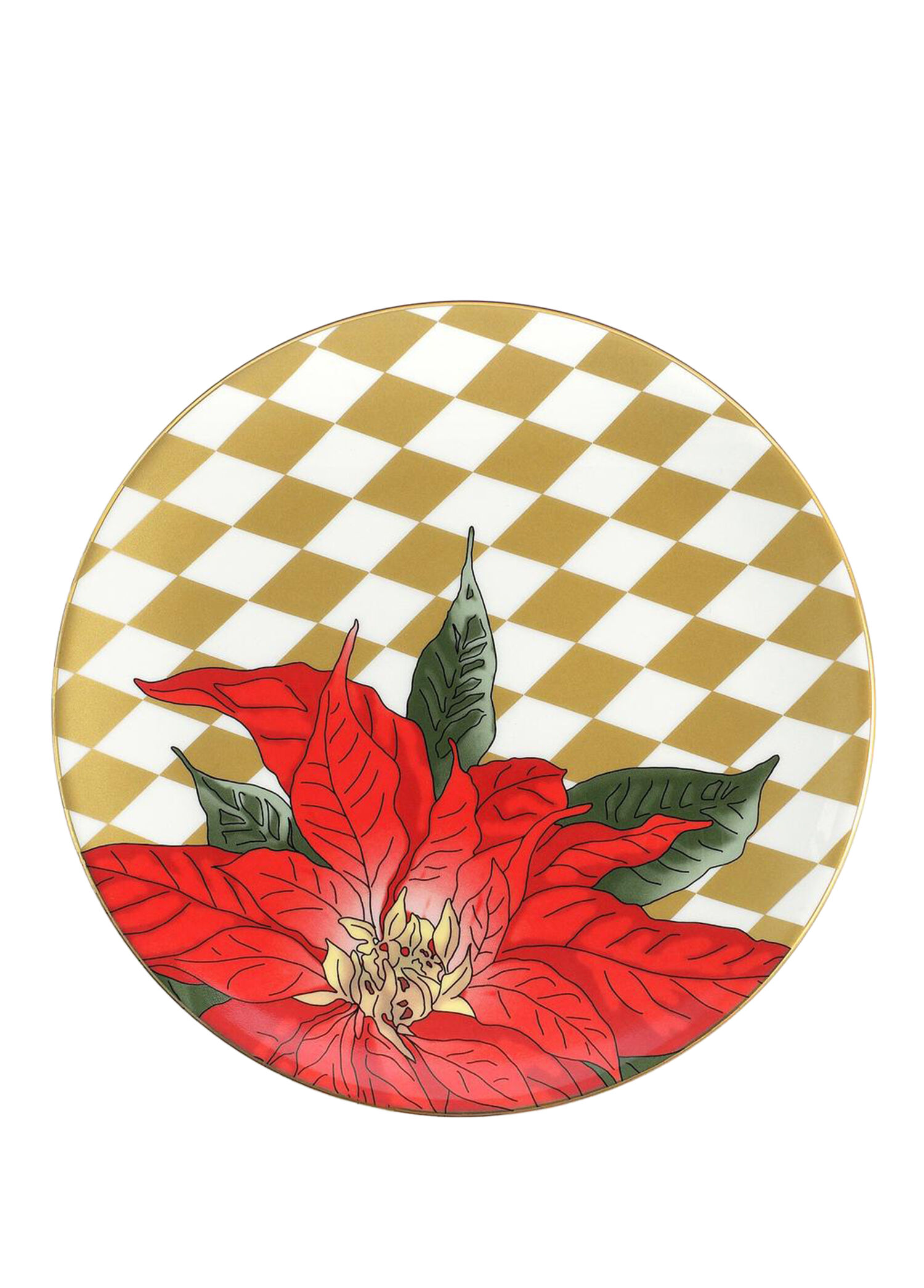 Parterre Gold with Poinsettia Coupe Plate Porselen Tabak 20 cm