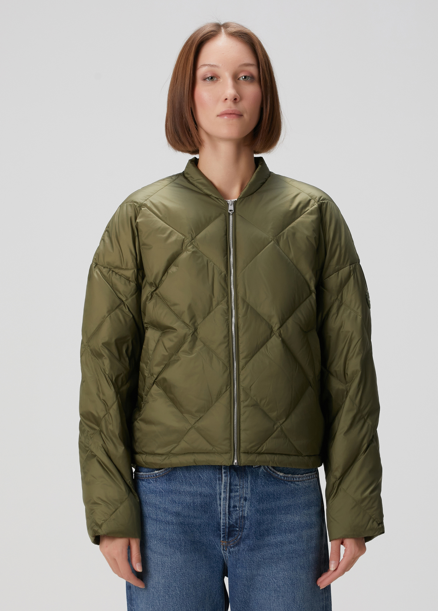 Green Quilted Bomber Jacket