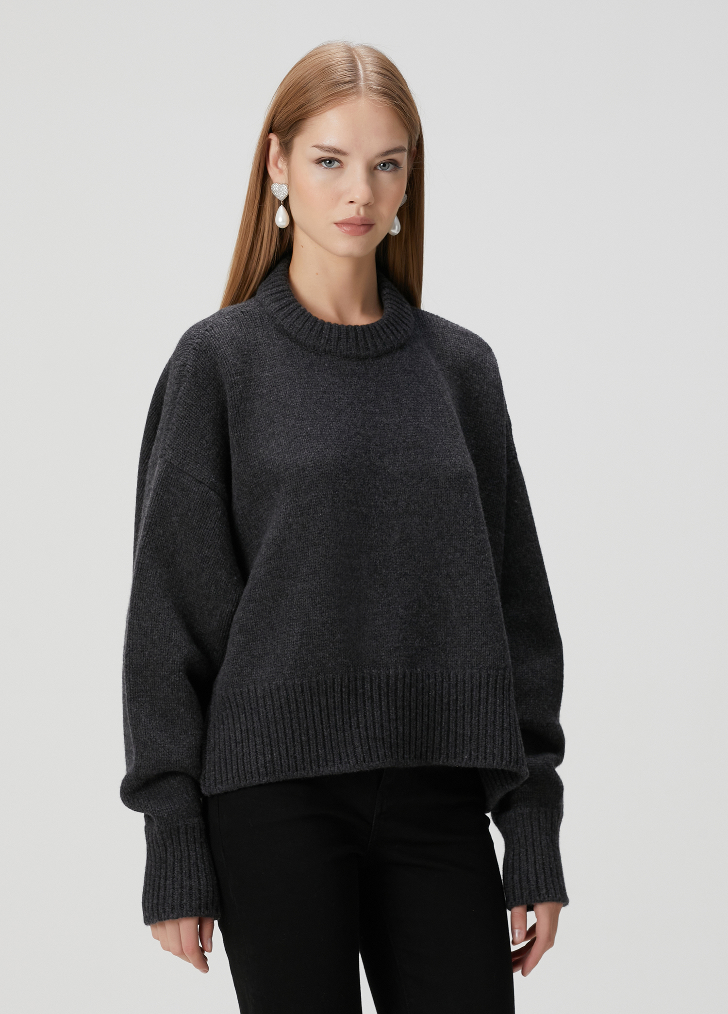 Nackiye Antrasit Kadın Avalanche Antrasit Yün Kazak 1499281 | Beymen