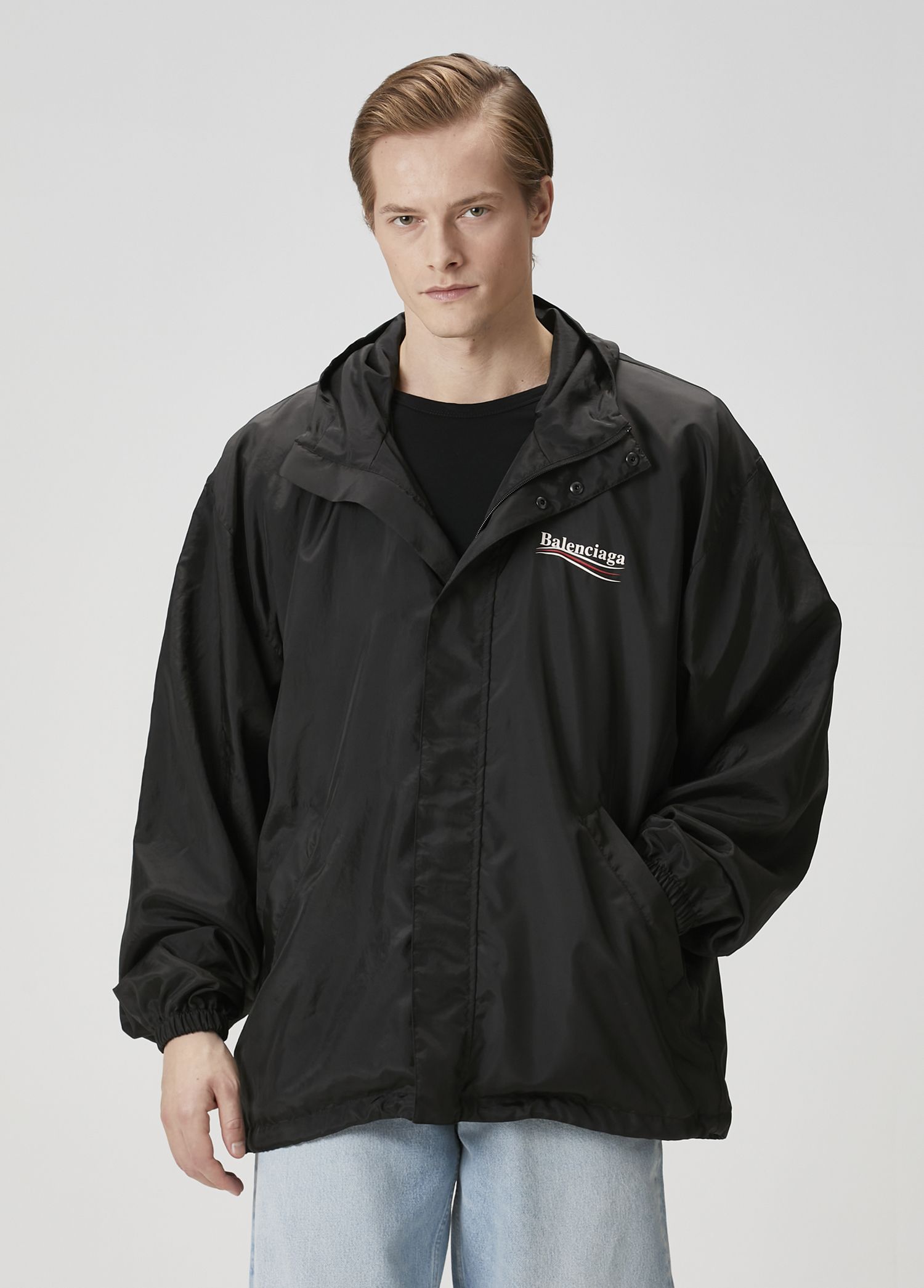 BALENCIAGA ジャケット Balenciaga - Siyah Kapüşonlu Yağmurluk - Siyah