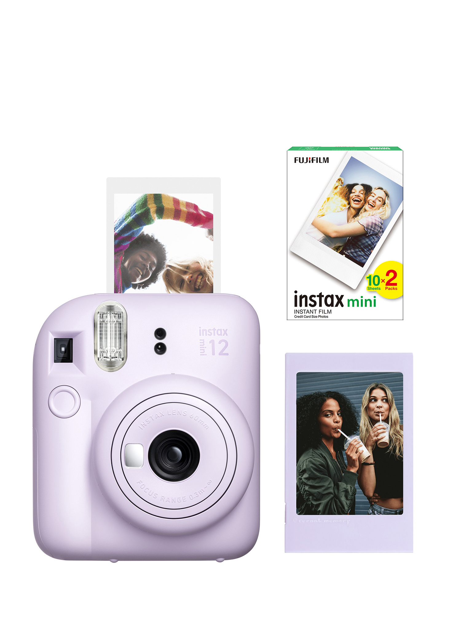 Instax Mini 12 Lila Fotoğraf Makinesi + 20'li Mini Film ve Çerçeve Seti