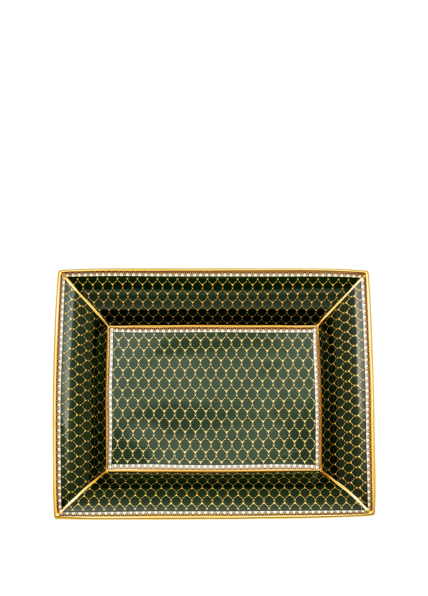 GC Antler Trellis Dark Green Gold Kemik Çini Dekoratif Tepsi