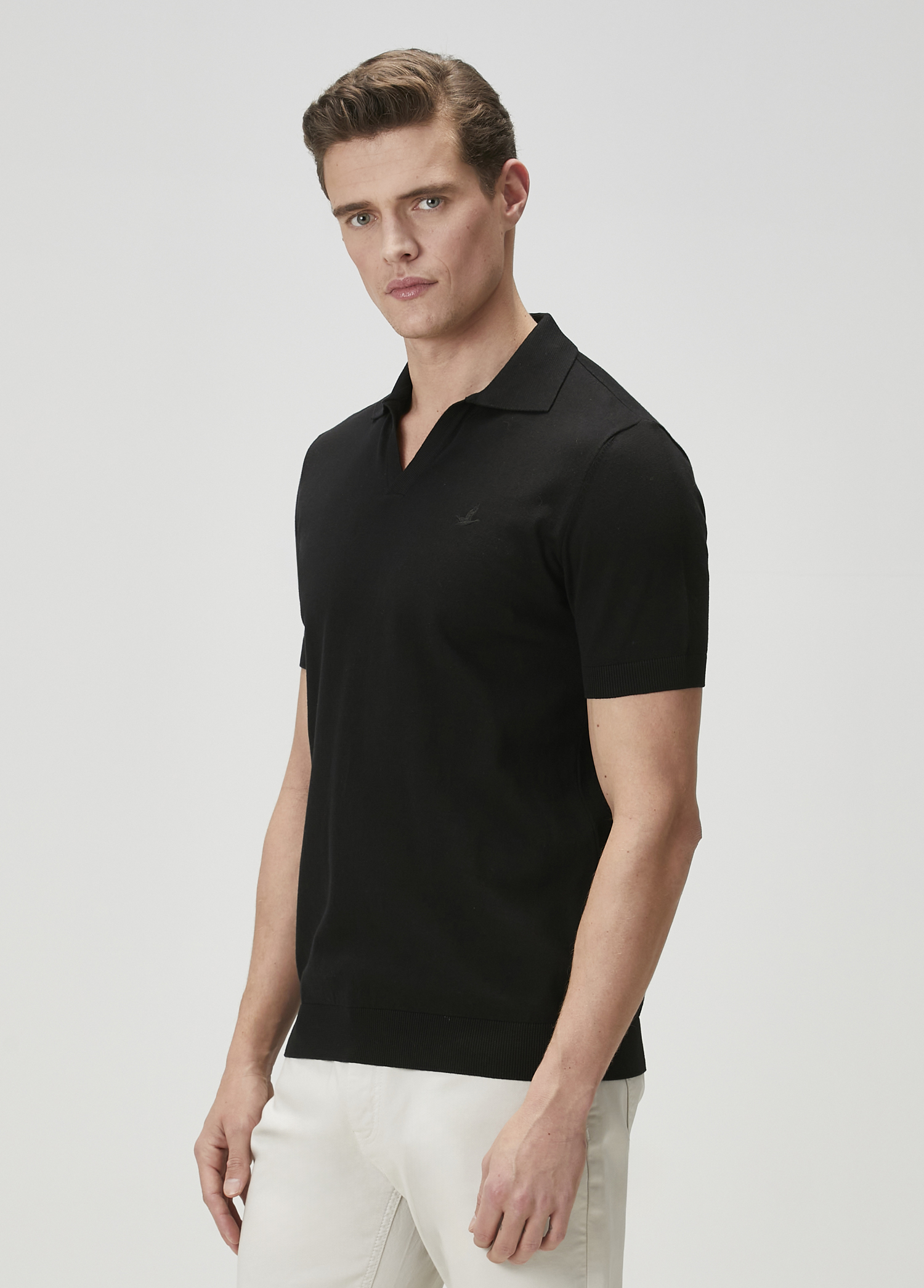 Siyah İpek Polo Triko_3