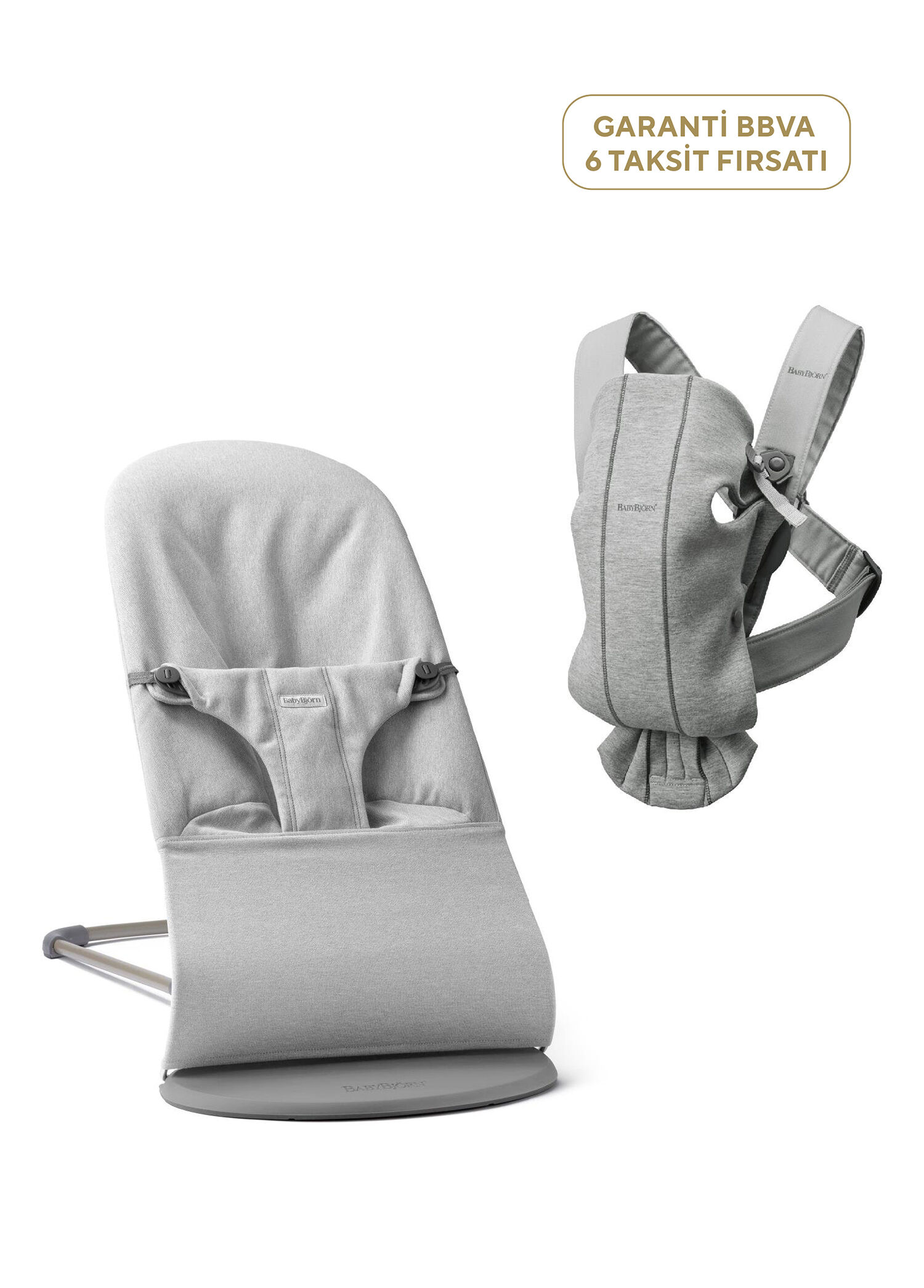 Bliss Woven 0-13 kg Ana Kucağı ve Melange Mini 3D Jersey Light Grey Kanguru 2'li Set