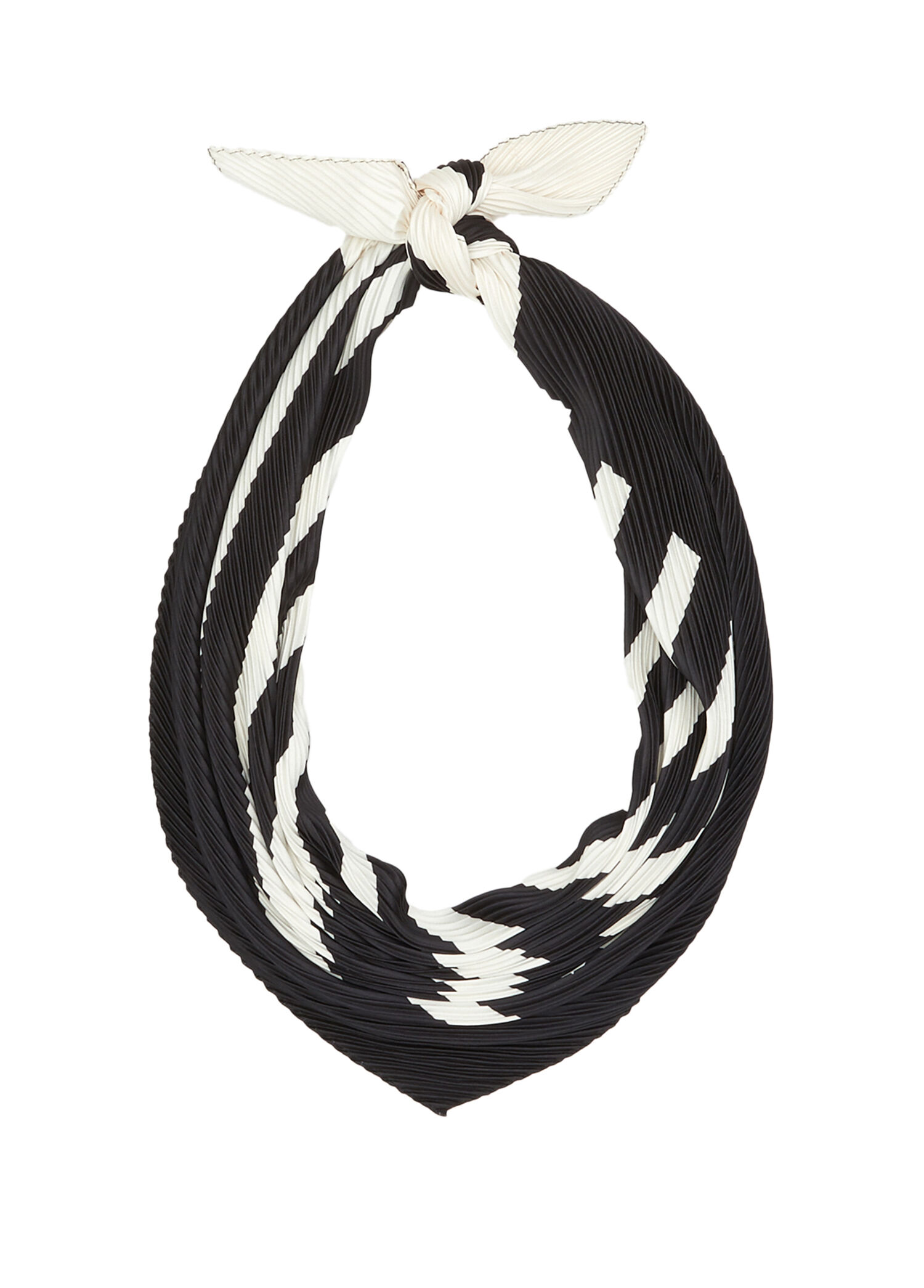 Black White Striped Pleated Women's Scarf