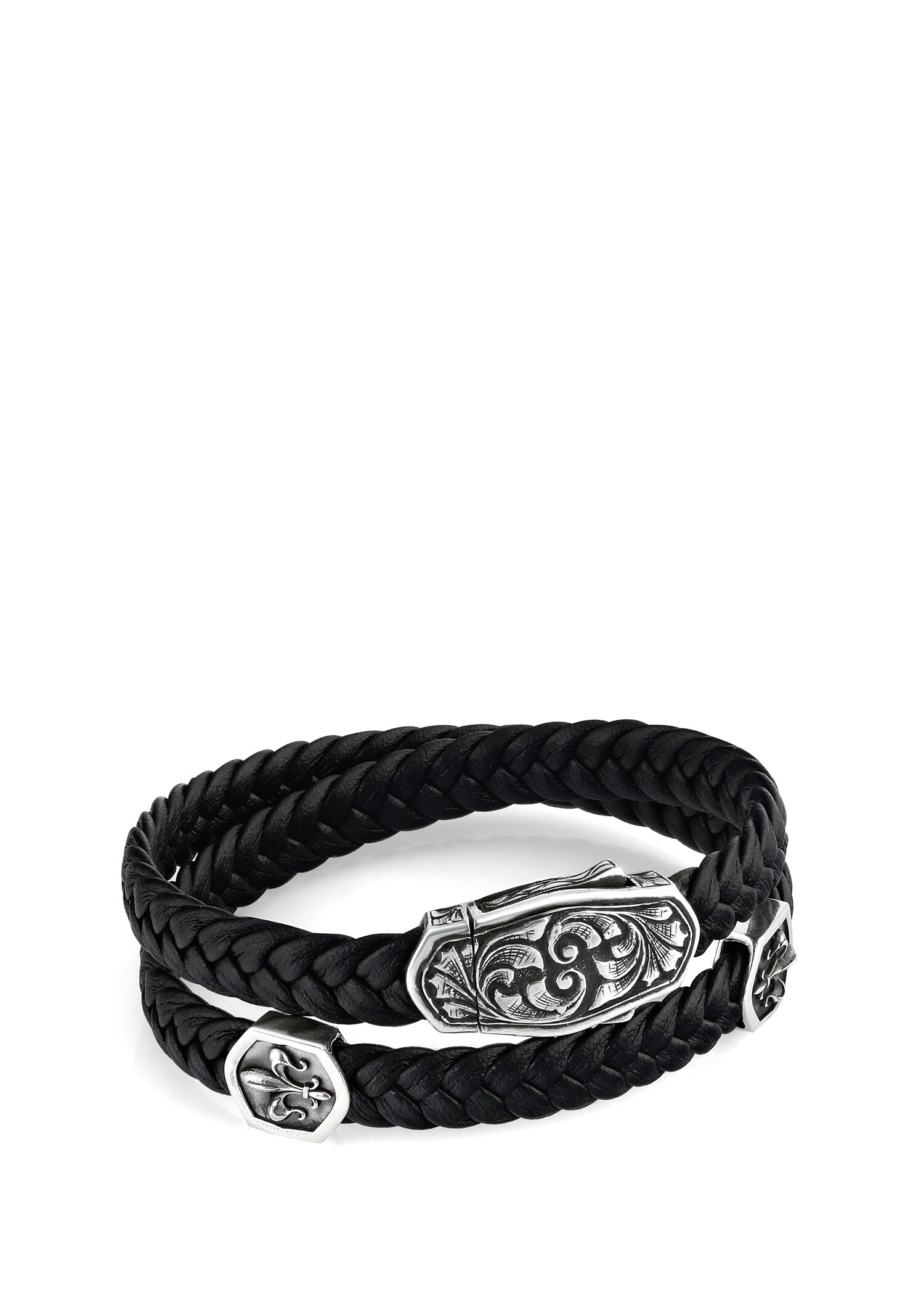 Arc Engraved Braided FDelis Erkek Gümüş Bileklik