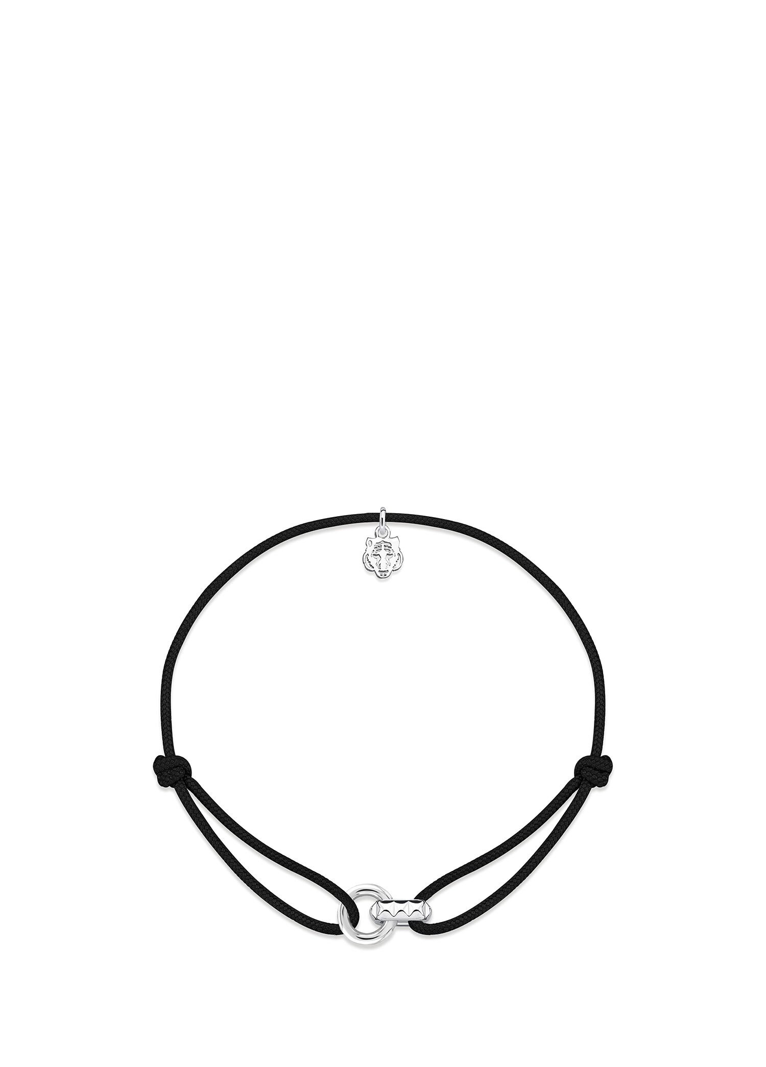 Linker Piramit Siyah İp 925 Ayar Gümüş Unisex Bileklik