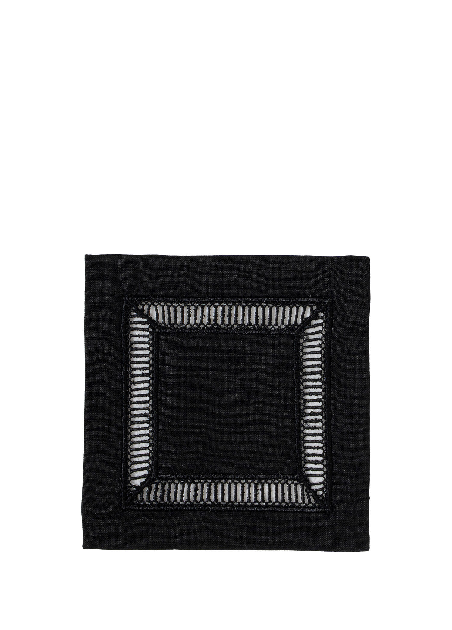 Midnight Kolber Siyah Keten 4'lü Kokteyl Peçete Seti 16 x 16 cm
