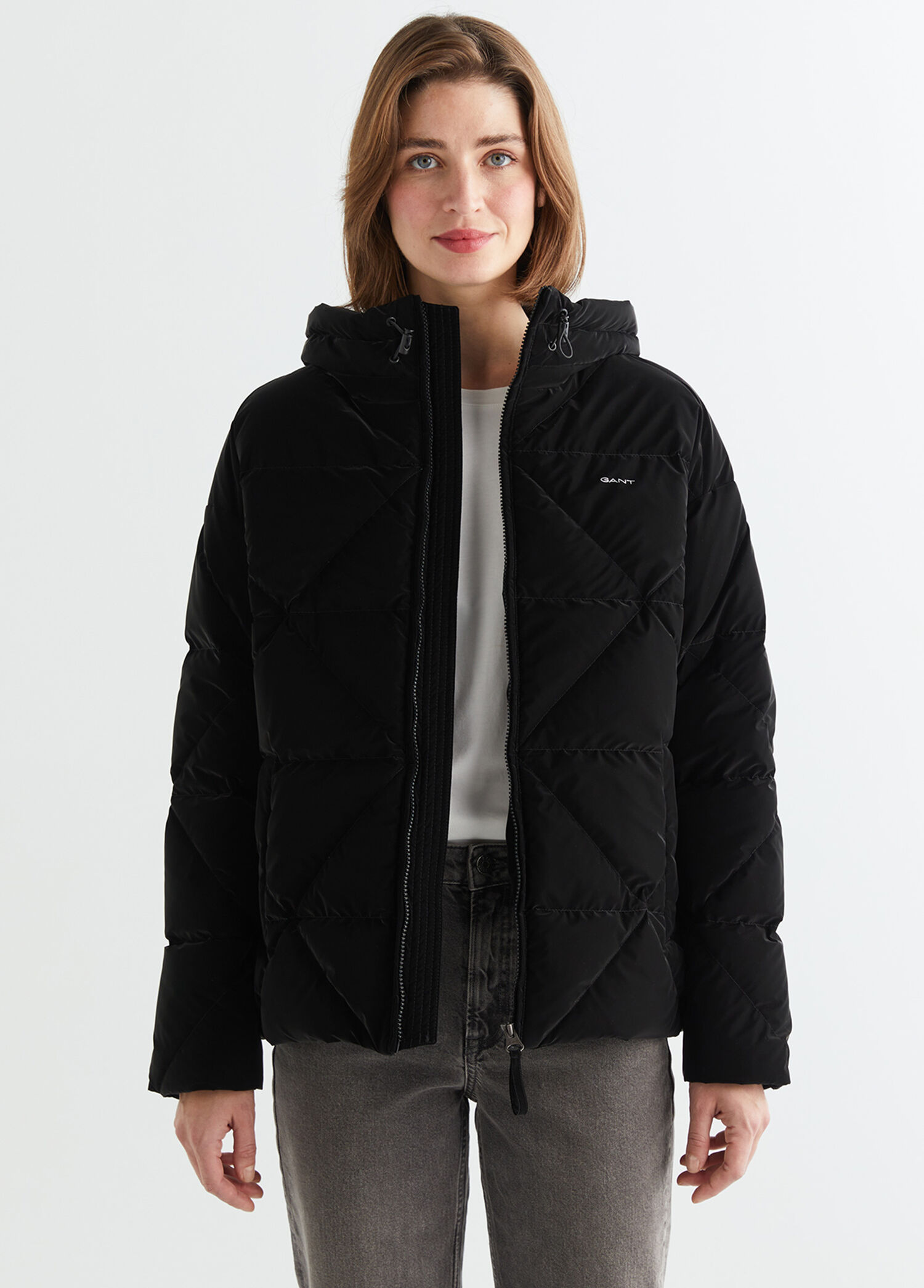Siyah Kapitone Kapüşonlu Regular Fit Kadın Mont