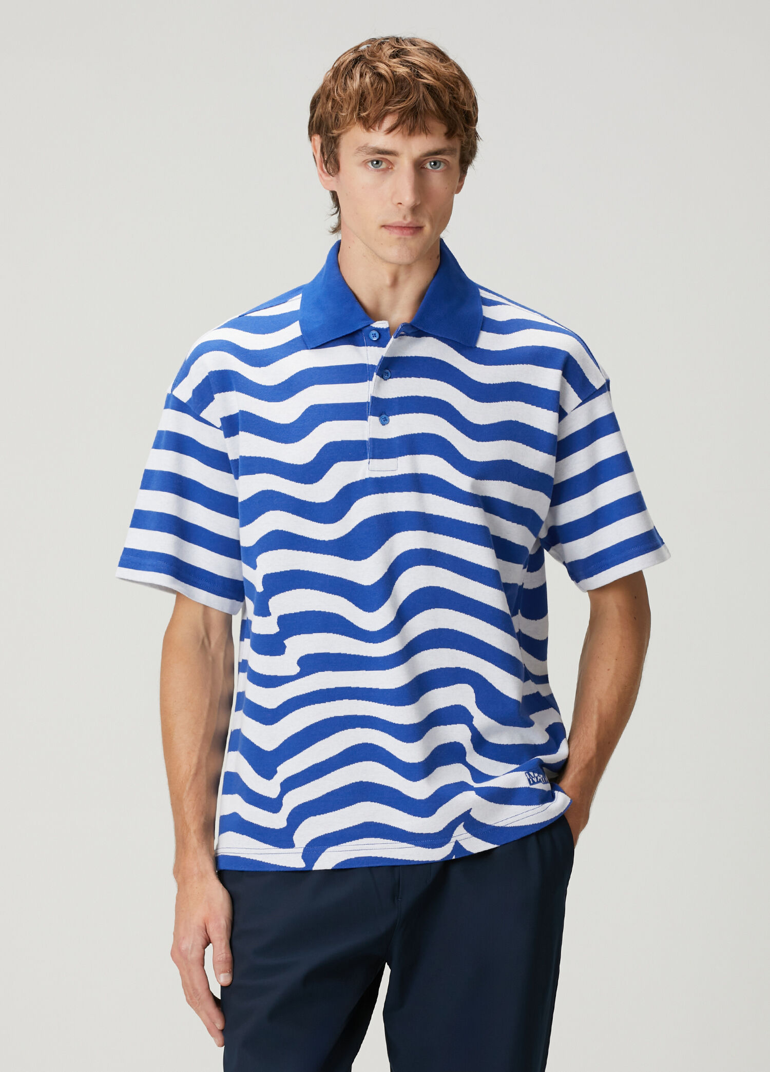 Ego Mavi Beyaz Polo Yaka T-shirt