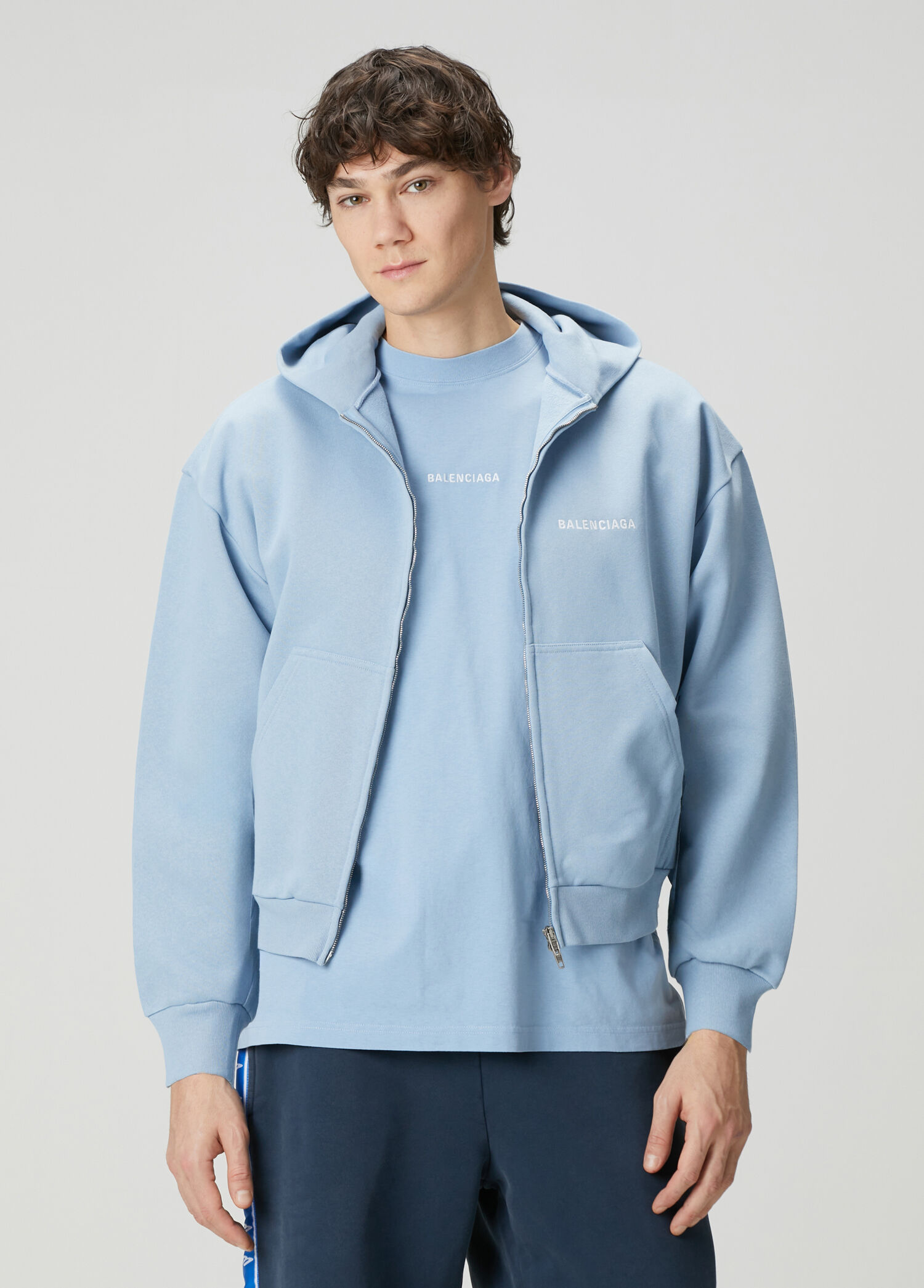 Açık Mavi Kapüşonlu Sweatshirt