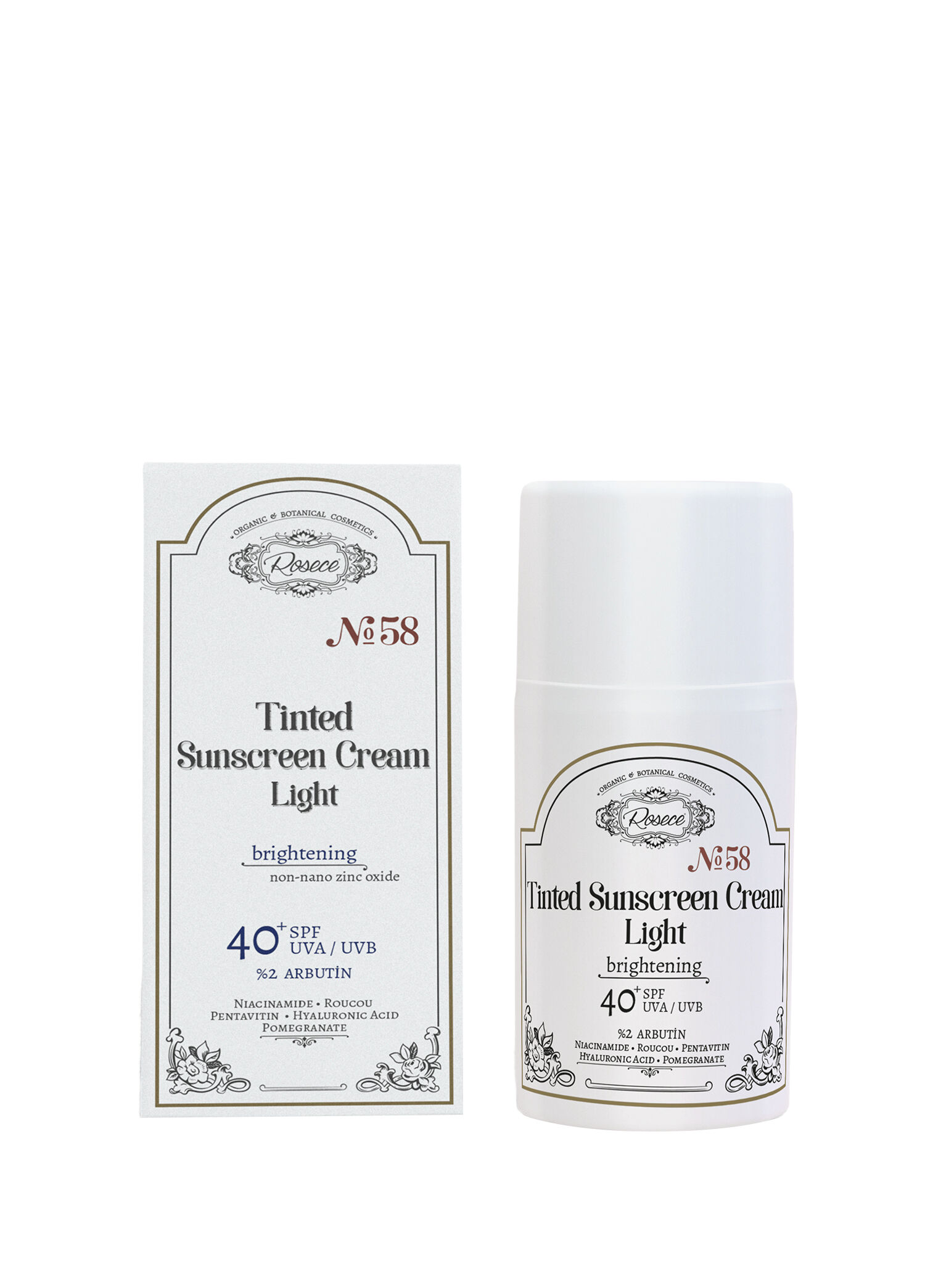 Tinted Sunscreen Cream No:58 SPF40+ Light Renkli Güneş Kremi 50 ml