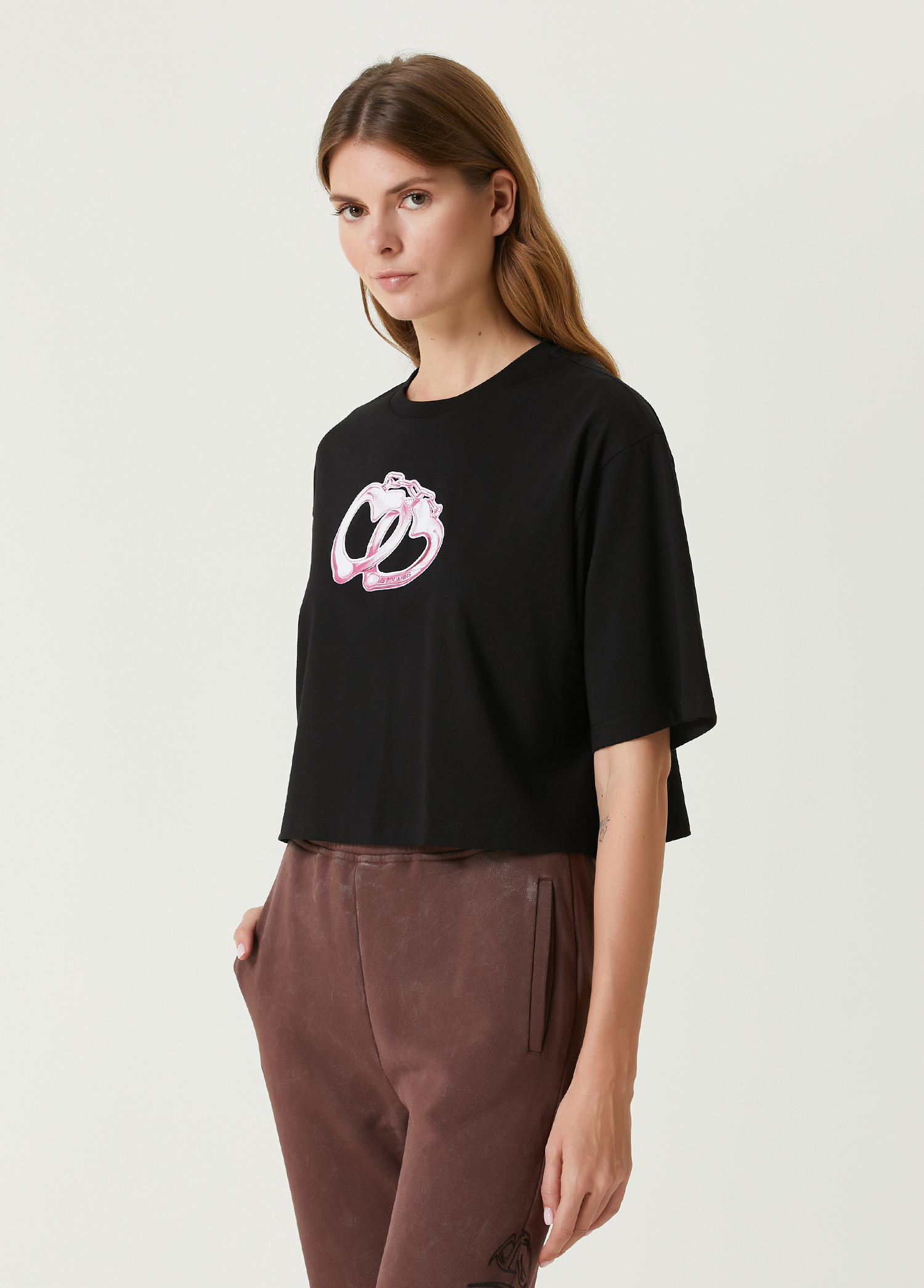 Siyah Baskılı Oversize T-shirt