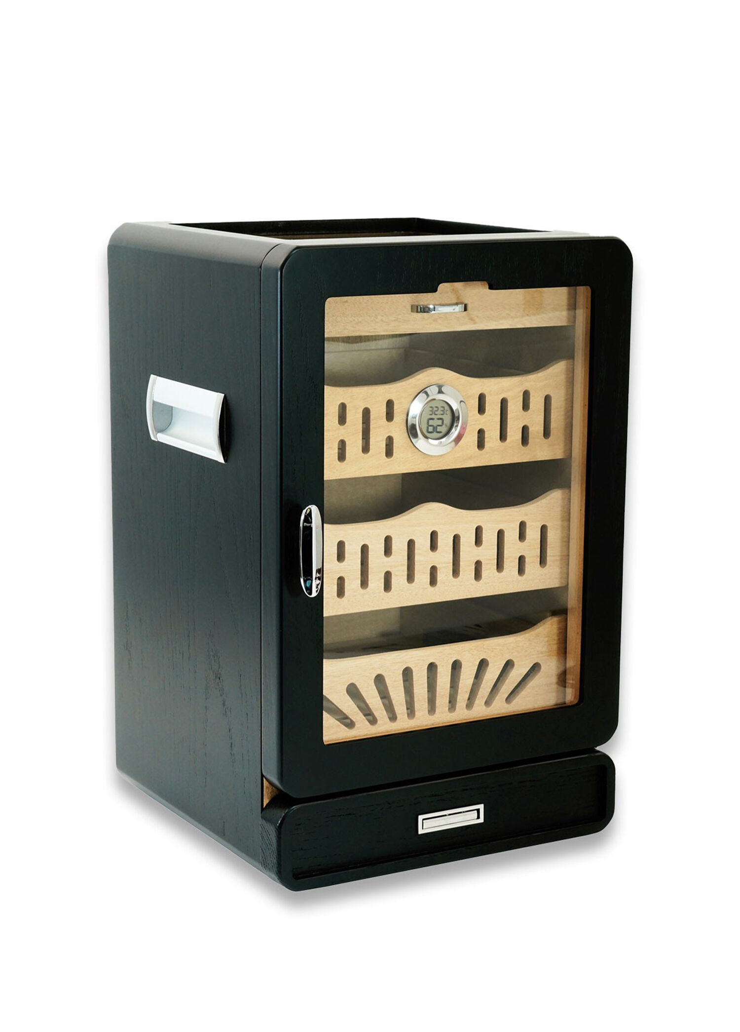 Camlı 4 Çekmeceli Humidor Siyah 150's Puro Kutusu