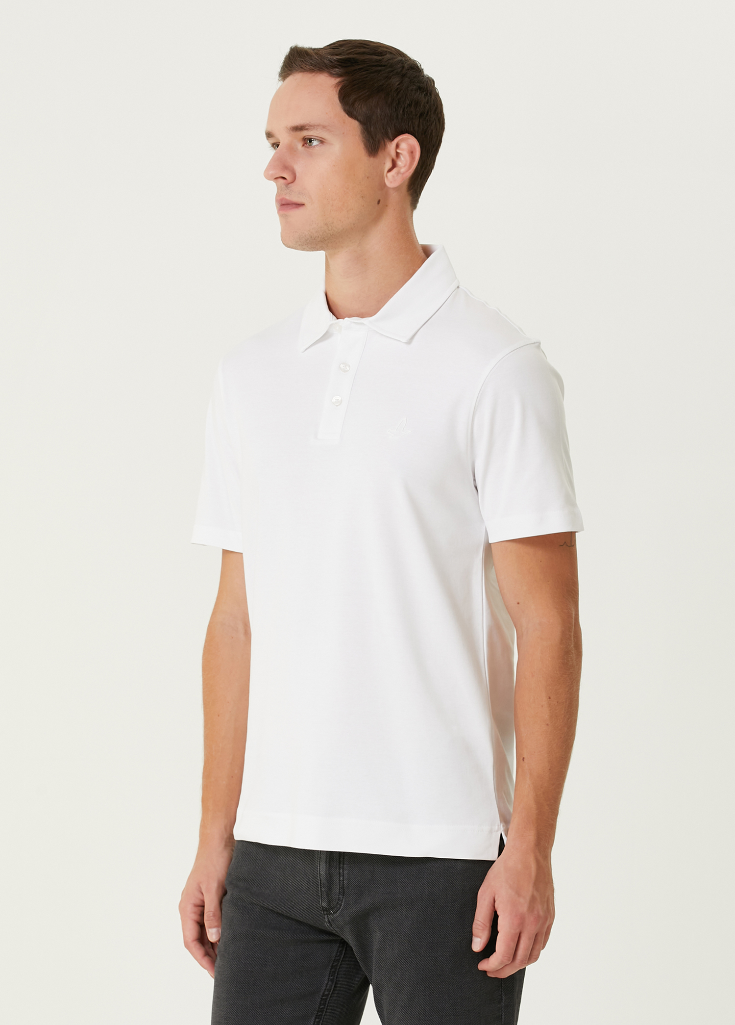 Slim Fit Beyaz Polo T-shirt_3