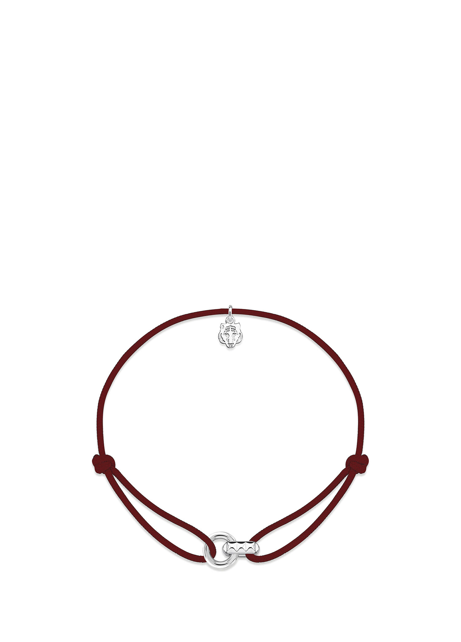 Linker Piramit Bordo İp 925 Ayar Gümüş Unisex Bileklik