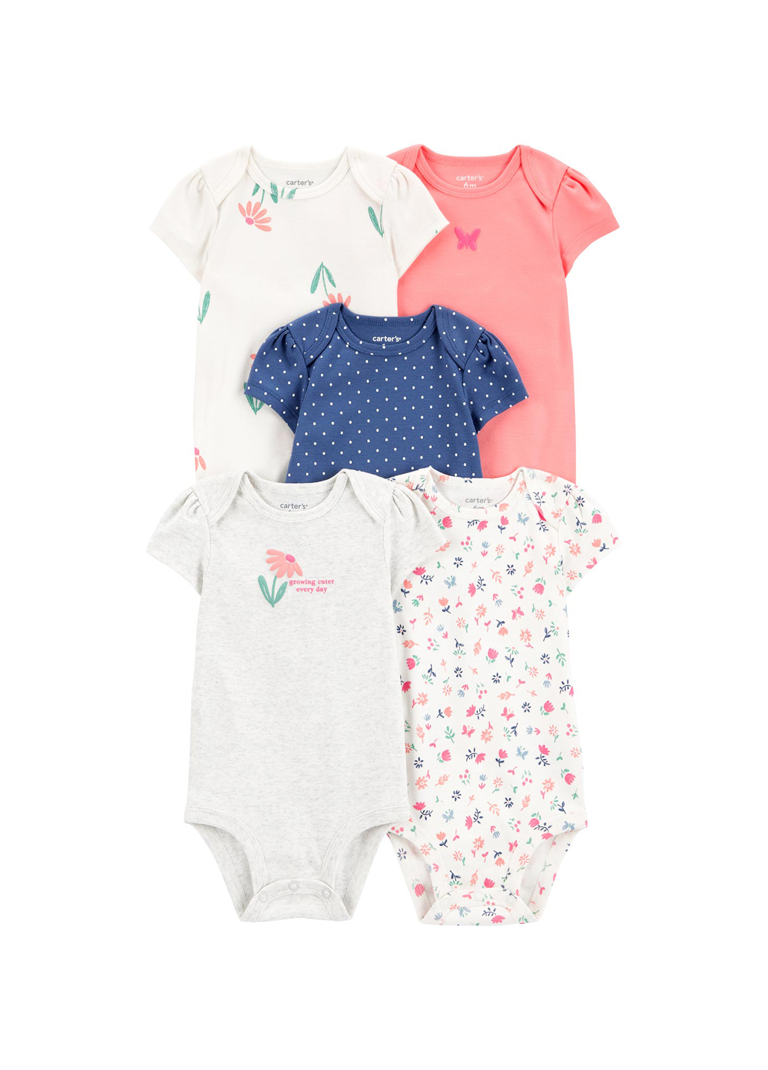 Layette Kısa Kollu Kız Bebek 5'li Body Set