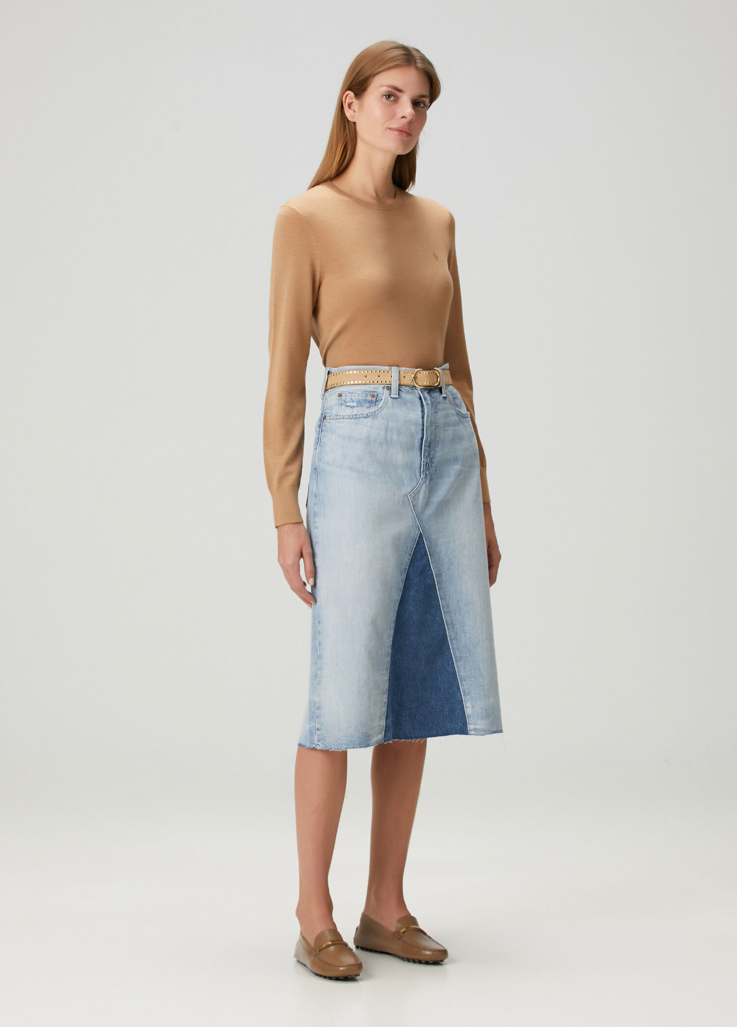 Mavi Midi Denim Etek