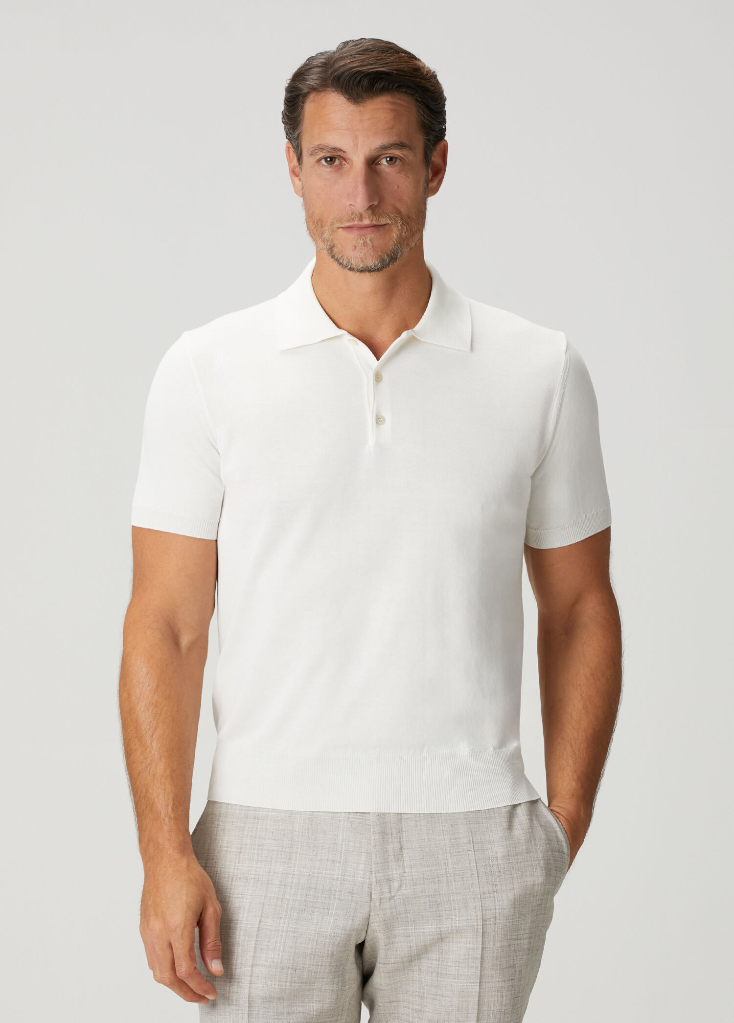 White Polo Short Sleeve Sweater