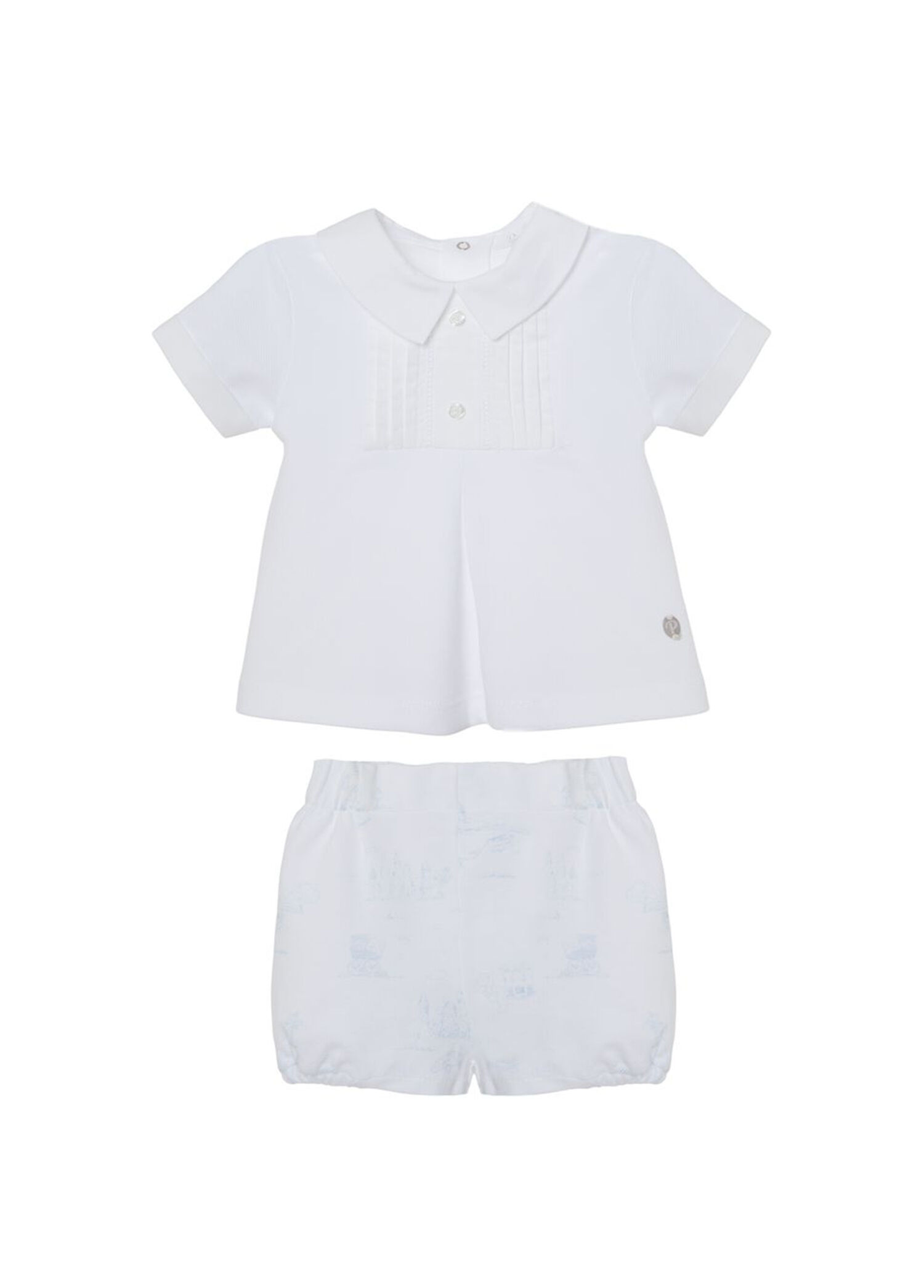 Beyaz Kısa Kollu T-shirt ve Şort Erkek Bebek 2'li Set