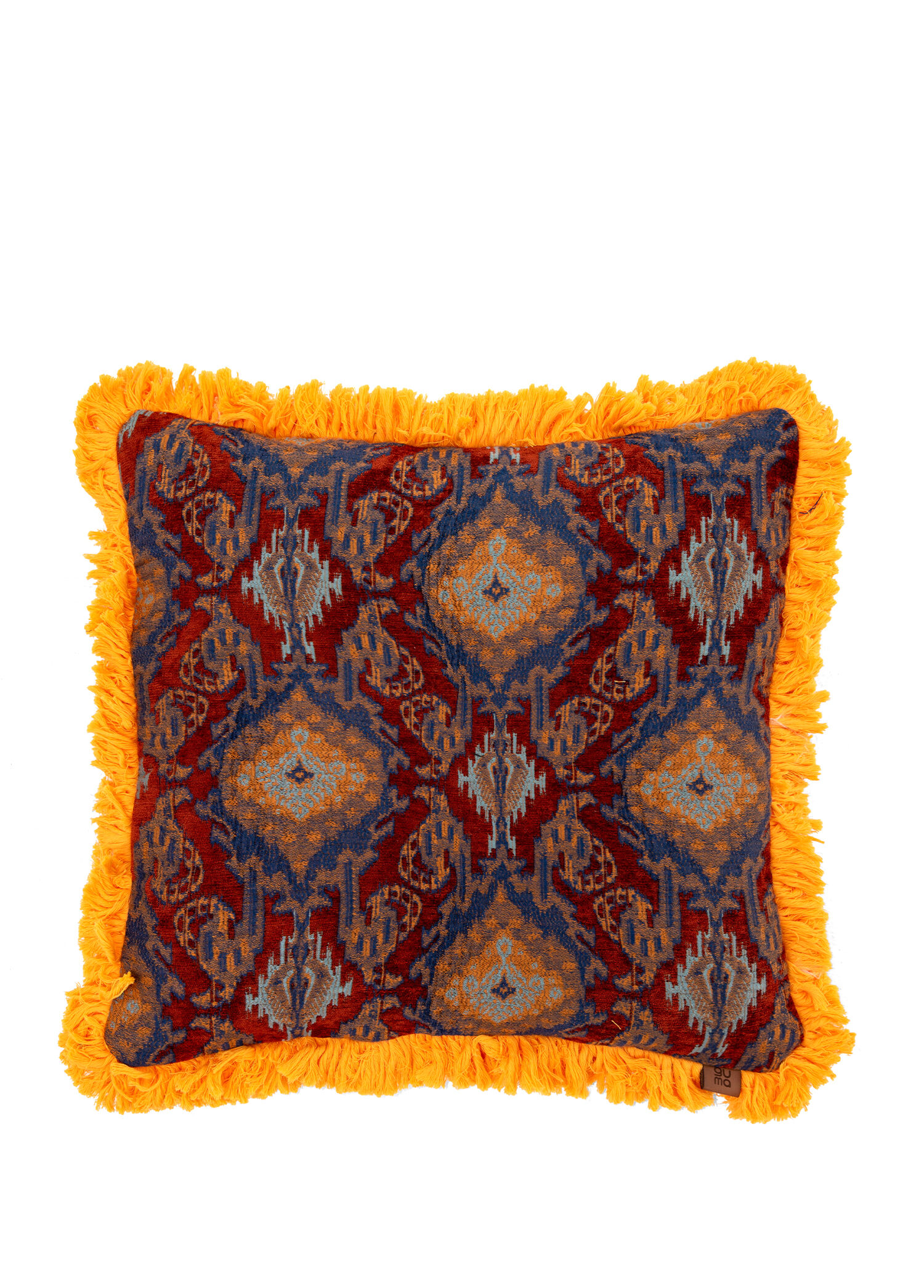 Ornella Ottoman Turuncu Saçaklı Etnik Desenli Kırlent 50 x 50 cm