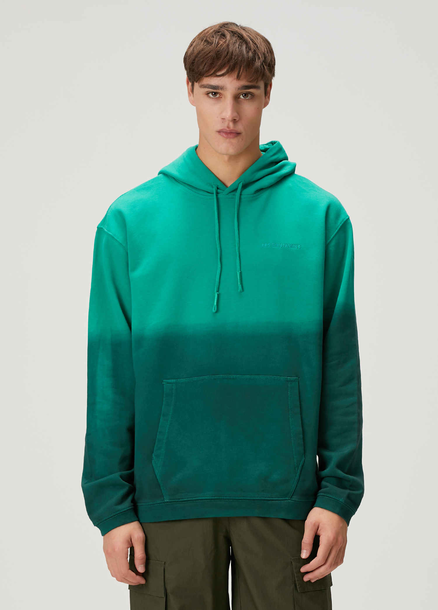 Green Hooded Logo Embroidered Sweatshirt