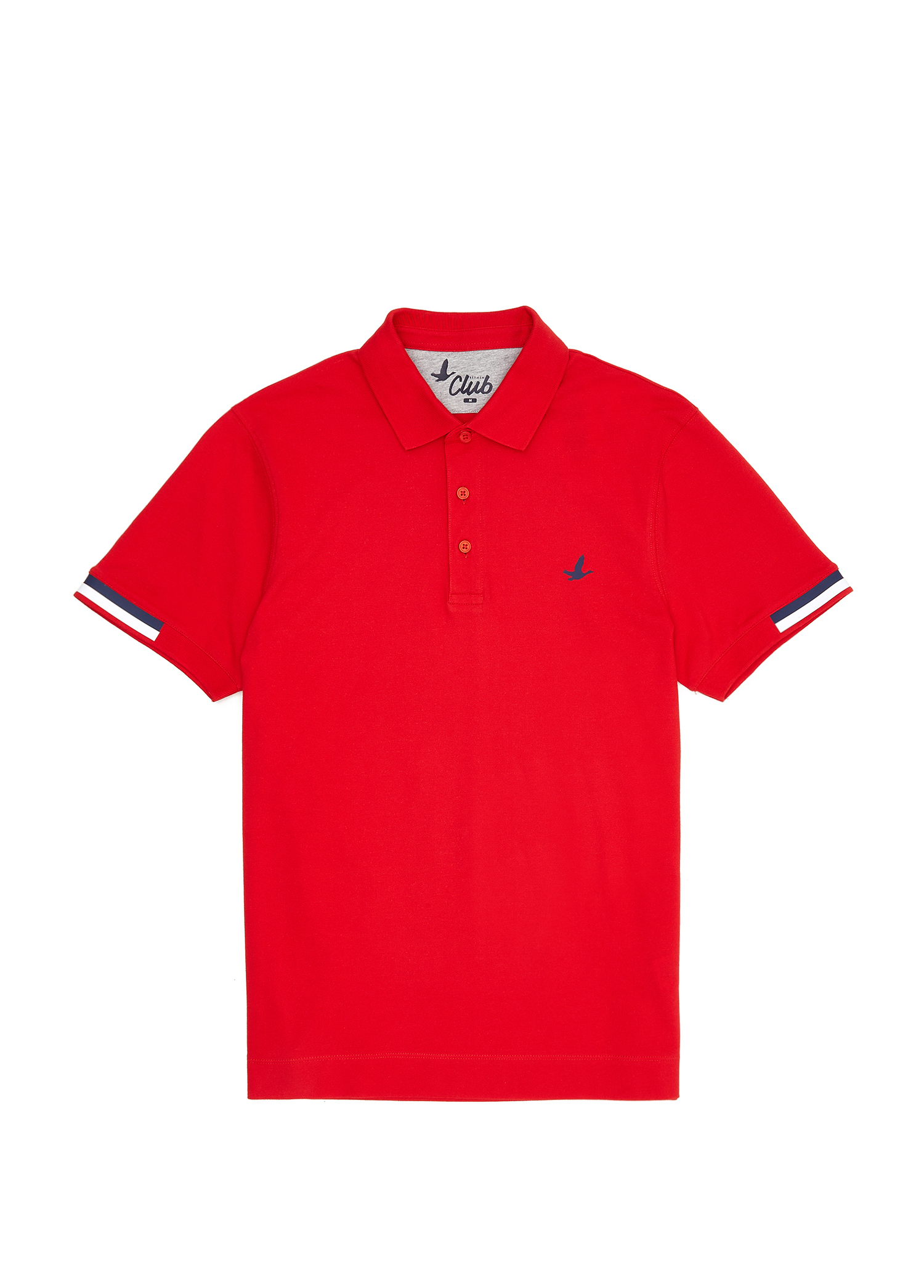 Slim Fit Kırmızı Polo Yaka Şerit Detaylı T-shirt_8