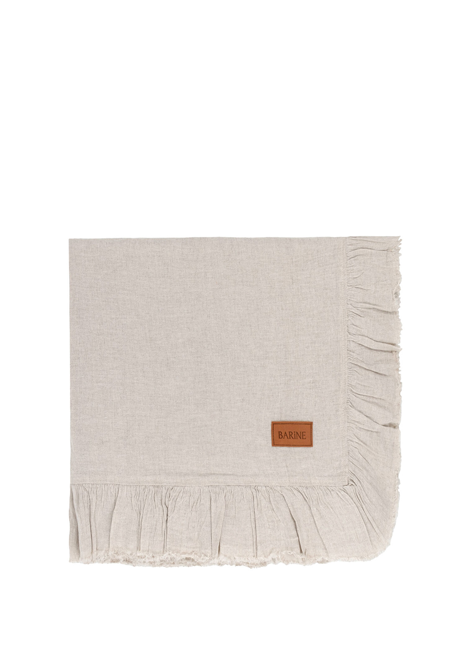Frilled Linen Naturel Keten Masa Örtüsü 150 x 250 cm