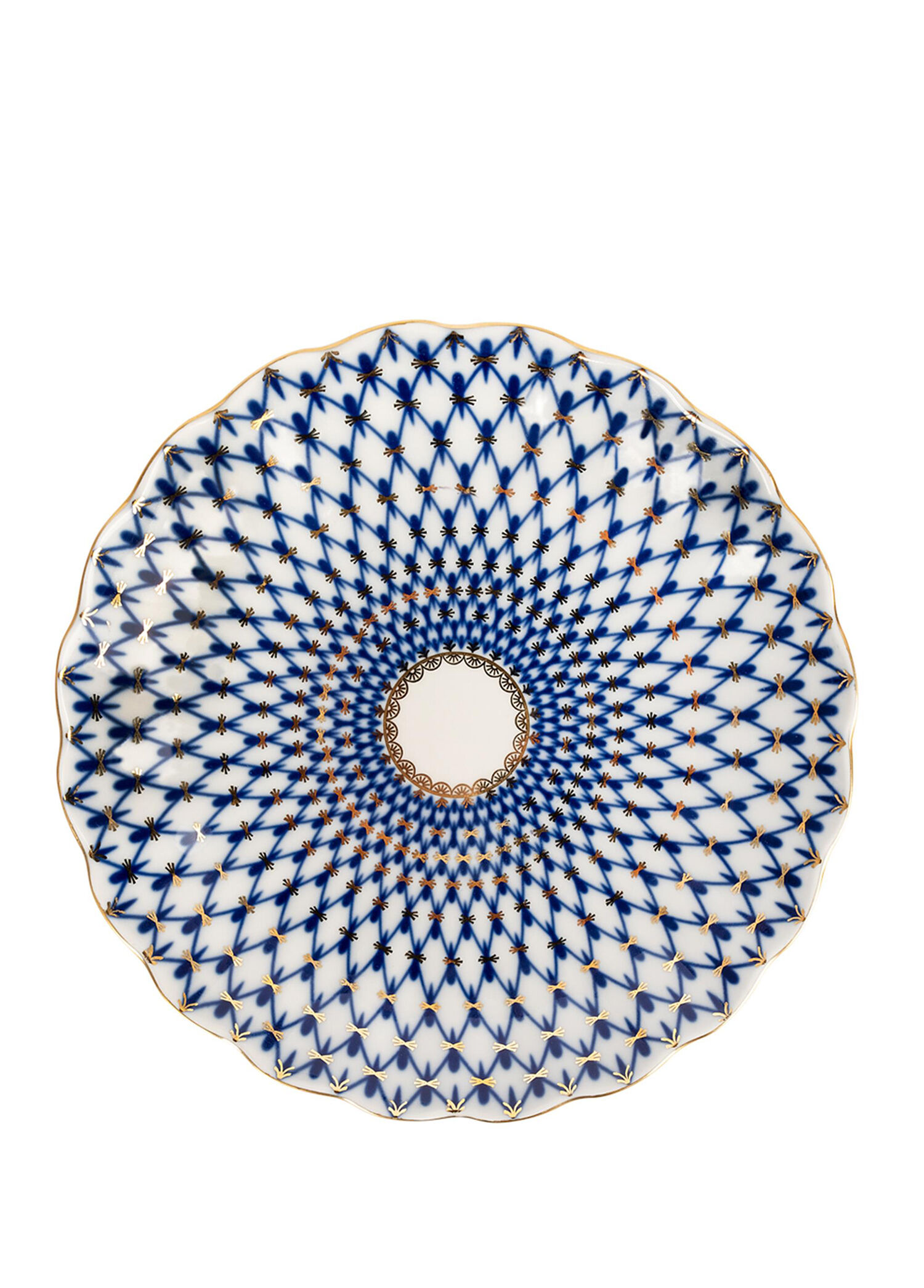 Cobalt Net Mavi Porselen Kek Tabağı 23 cm