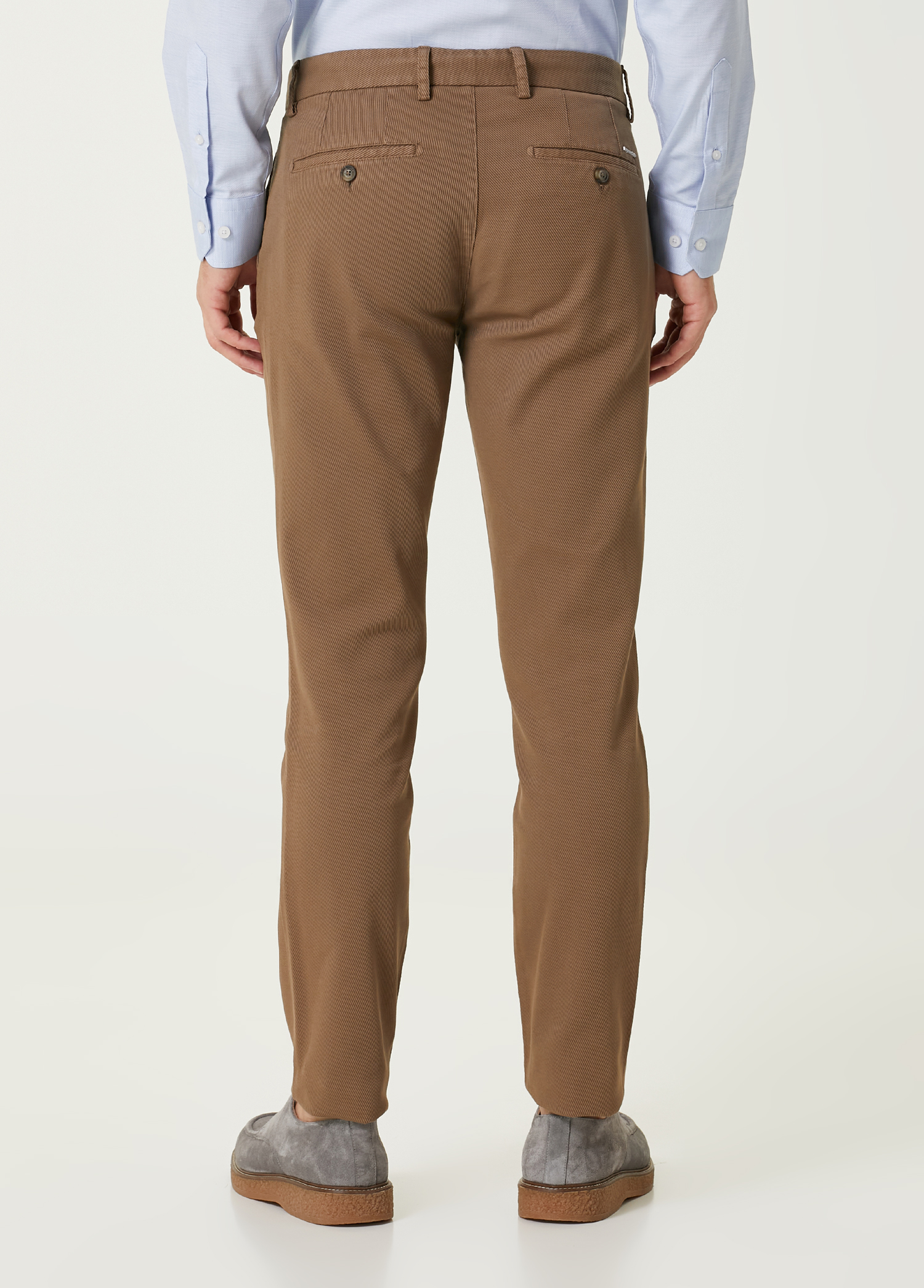 Slim Fit Vizon Twill Dokulu Chino Pantolon_2