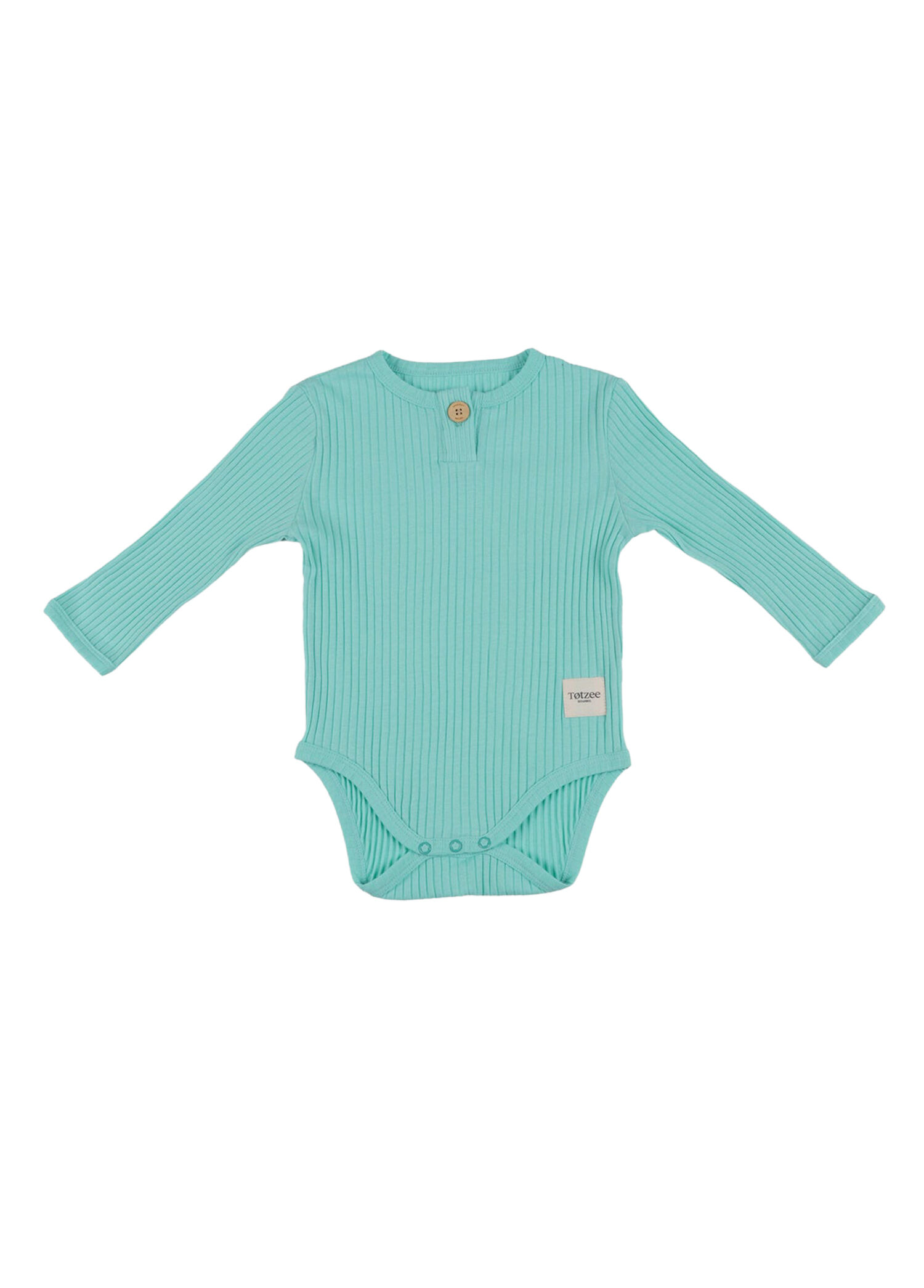 Mint Yeşili Fitilli Uzun Kollu Unisex Bebek Body