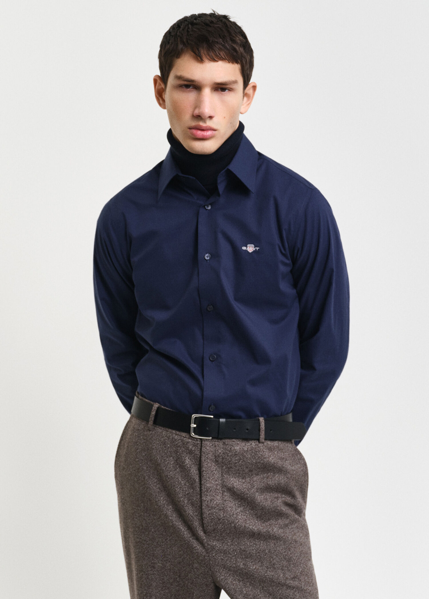 Lacivert Slim Fit Uzun Kollu Erkek Gömlek